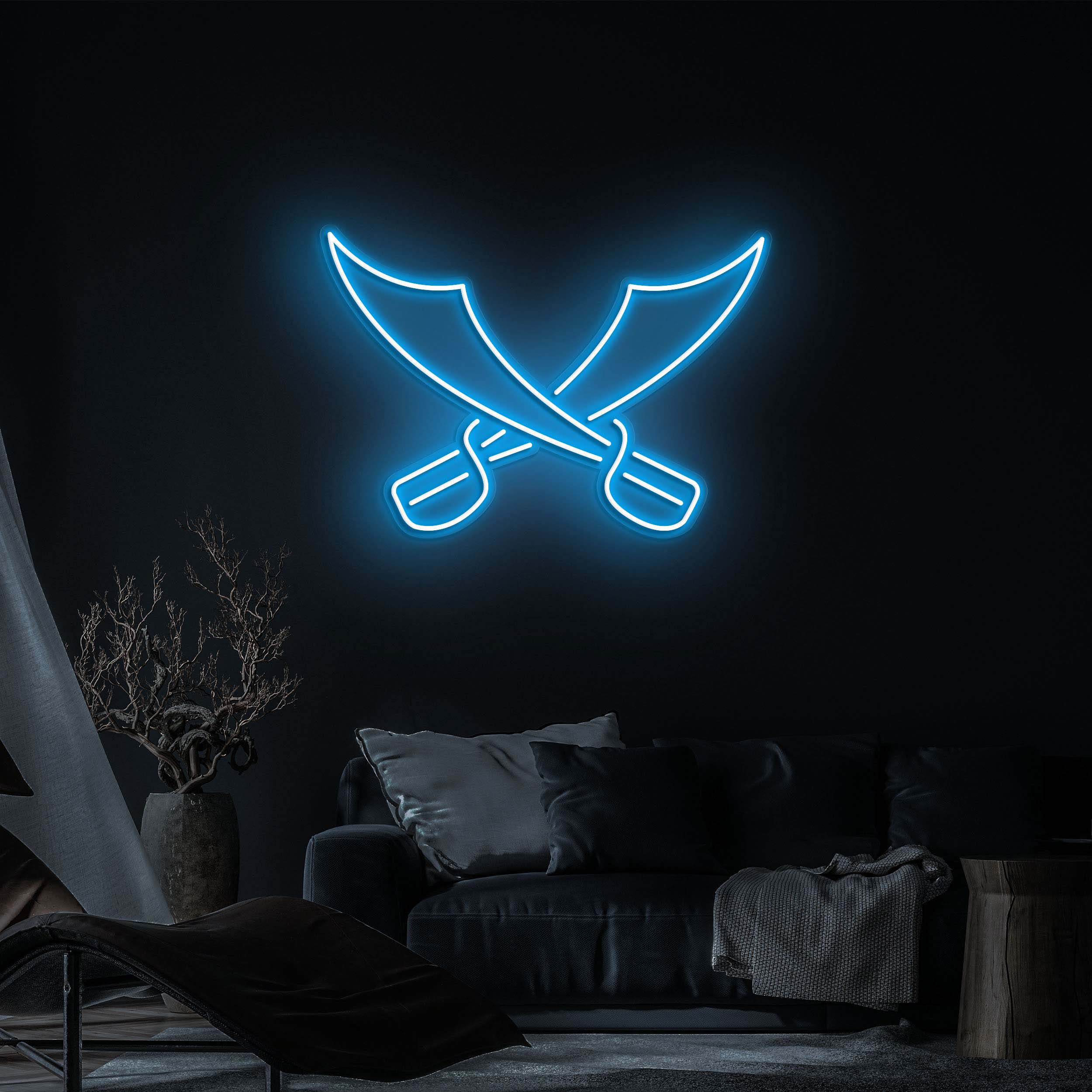 Pirate Swords Neon Sign, Crossed Swords Neon Art, Wall Decor for Pirate Rooms, Bars, and Man Caves, Pirate Swords Decor and Gift for Pirates
