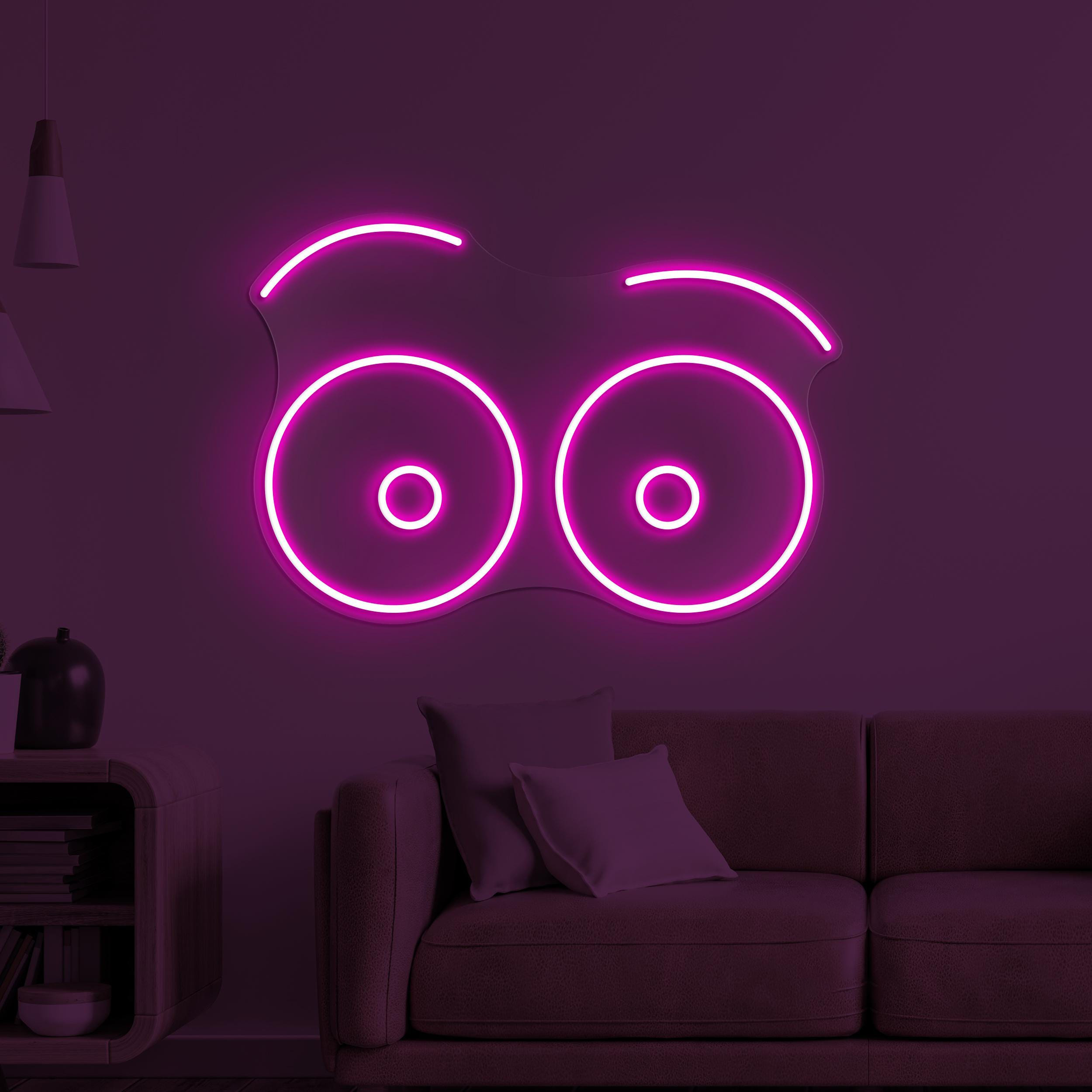 Eye Emoji Neon Sign, Eyebrows LED Light, Surprised Eyes Wall Decor, Quirky Face Wall Art, Nursery Room Neon Light, Home Wall Art, Cafe Decor