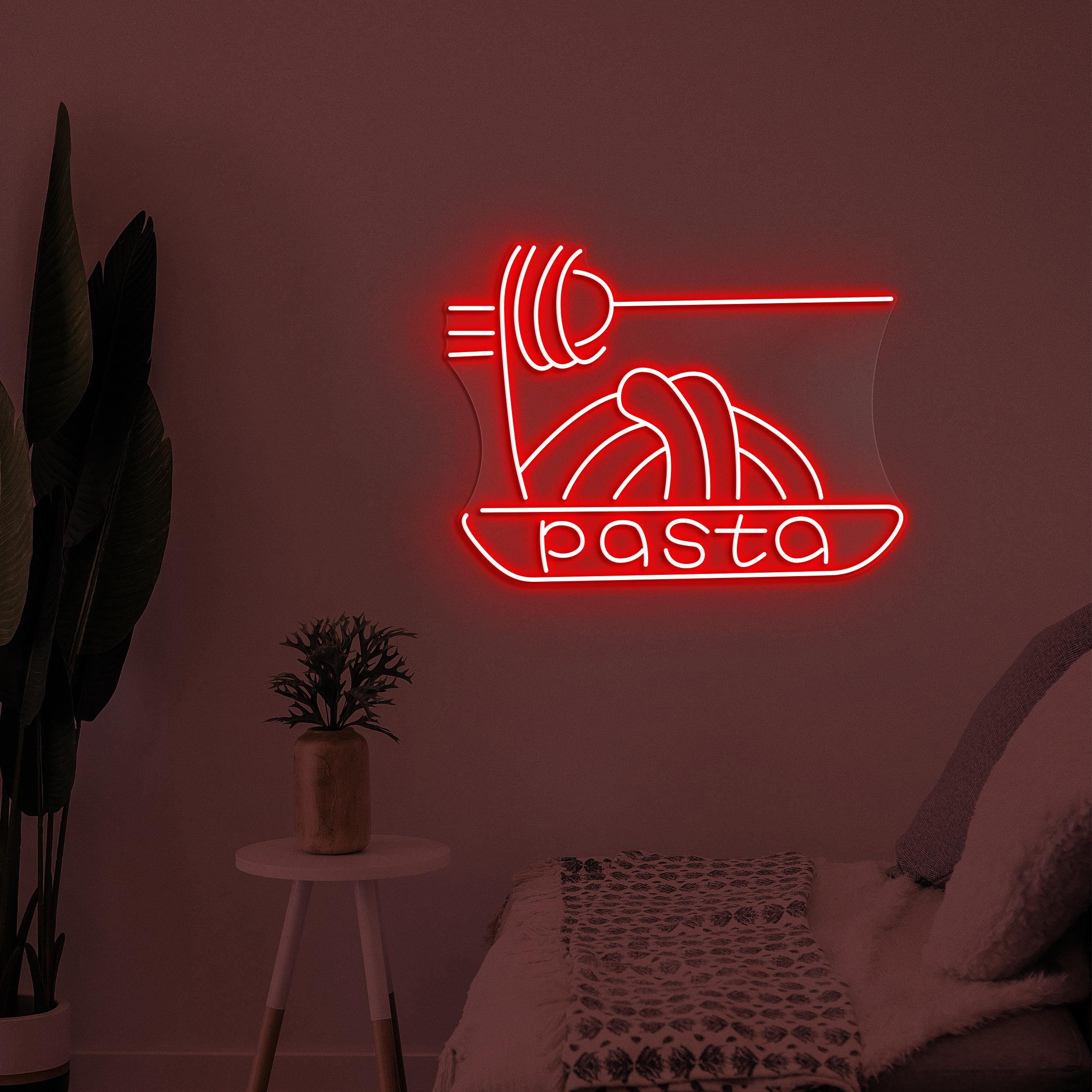 Pasta Neon Sign, Pasta LED Light, Restaurants Wall Decor, Noodle Wall Art, Pasta Shop Neon Light, Kitchen Neon Decor, Spaghetti Wall Light
