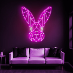 Geometric Rabbit Neon Sign, Bunny Room Decor, Neon Art, Gift for Rabbit Lovers, Kids' Room Decor, Wall Decor, Neon Sign for Nursery decor