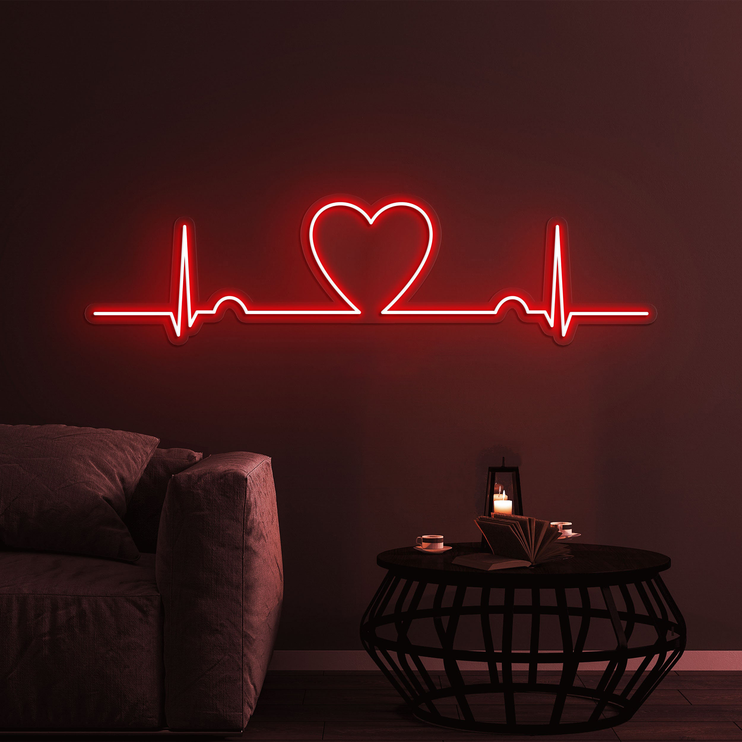 Heart Beat Neon Sign, Heart LED Neon Wall Decor for Bedroom, Heartbeat Pulse LED Light, Birthday Gift, Neon Wall Art for Bedroom Decor