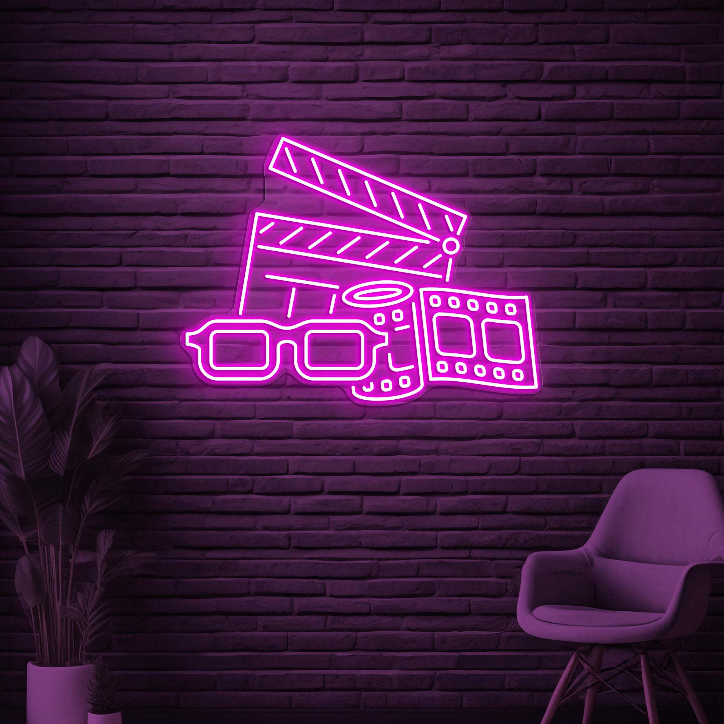 3D Cinema Neon Sign, 3D Cinema Glasses LED Light, Cinema Room Decor, Movie Magic Decor, Movie Action Sign, Movie Lover Gift, Home Wall Art