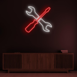 Wrench and Screwdriver Neon Sign, Tools LED Light, Garage Wall Decor, Wrench and Screwdriver Art, Mechanic Tools Light, Car Service Decor