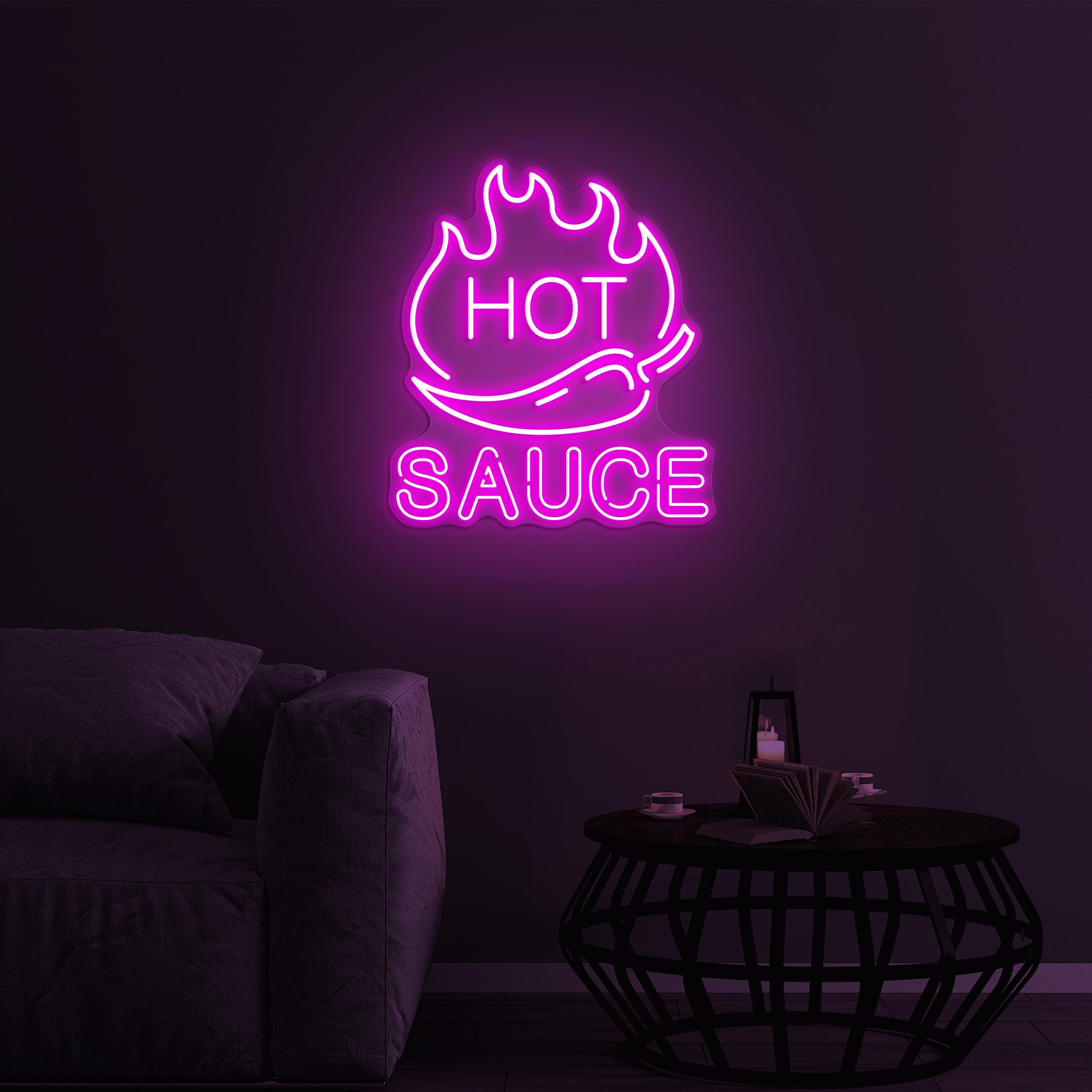 Hot Chili Sauce Neon Sign, Hot Chili Sauce LED Light, Hot Sauce Wall Decor, Spicy Food Restaurant Decor, Fire Chili Art, Spice Lovers Gift