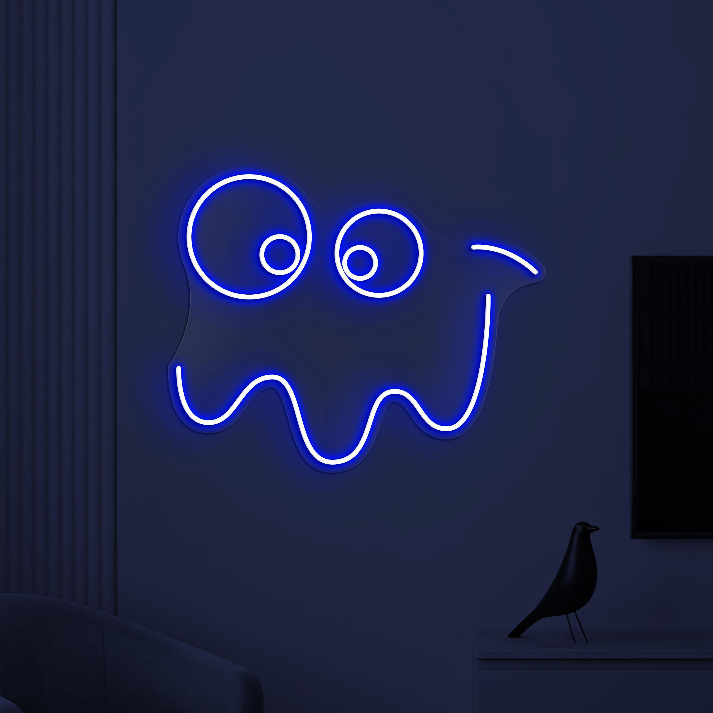 Ghost Emoji Neon Sign, Ghost Emoji LED Light, Zigzag Lips Wall Art, Spooky Face Wall Decor, Custom SIgn, Home Wall Art, Game Room Neon Light