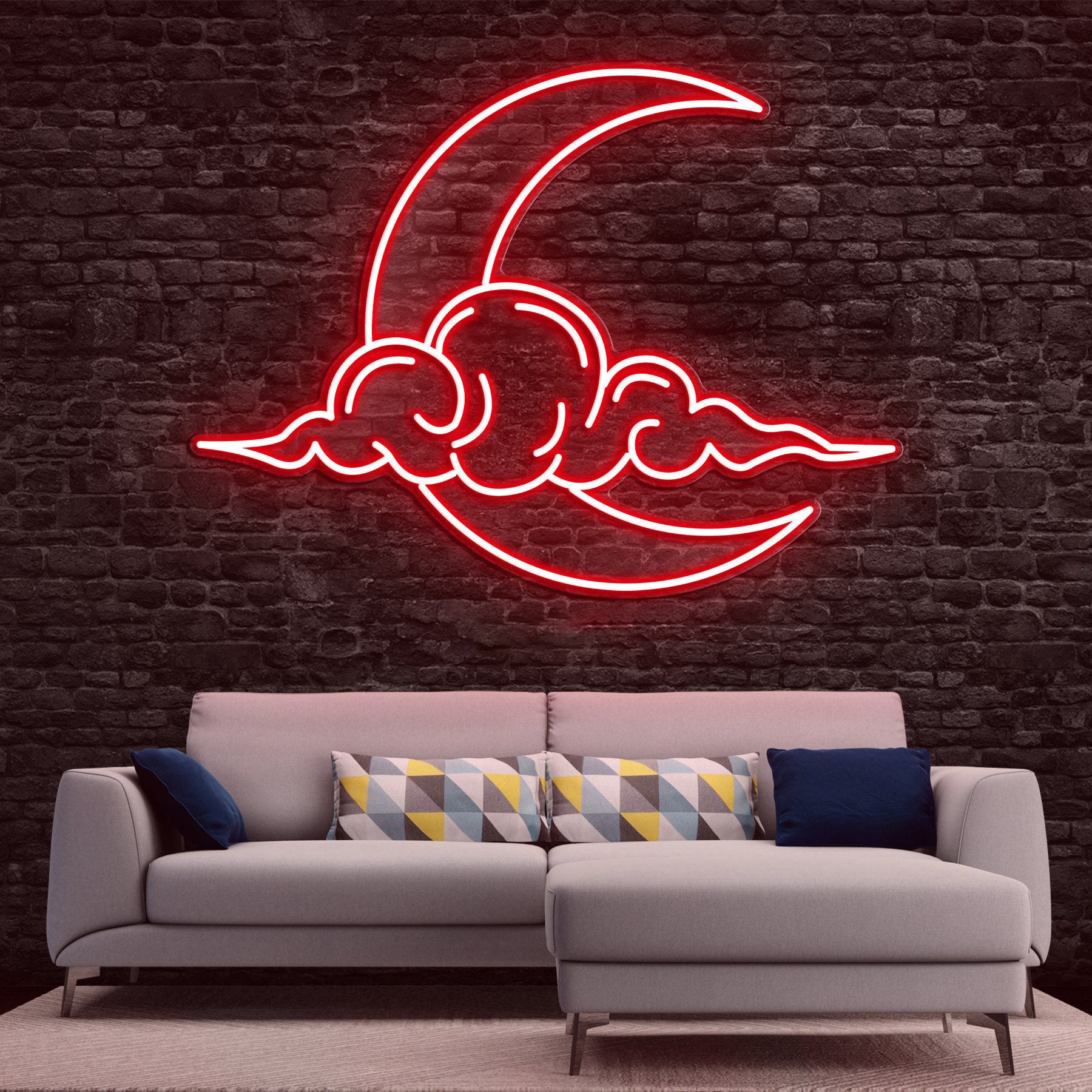 Cloud Moon LED Neon Light, Moon Night Light, Moon Cloud Neon Sign for Bedroom, Nursery, Wedding and home decor, Moon Night Sky Neon Light