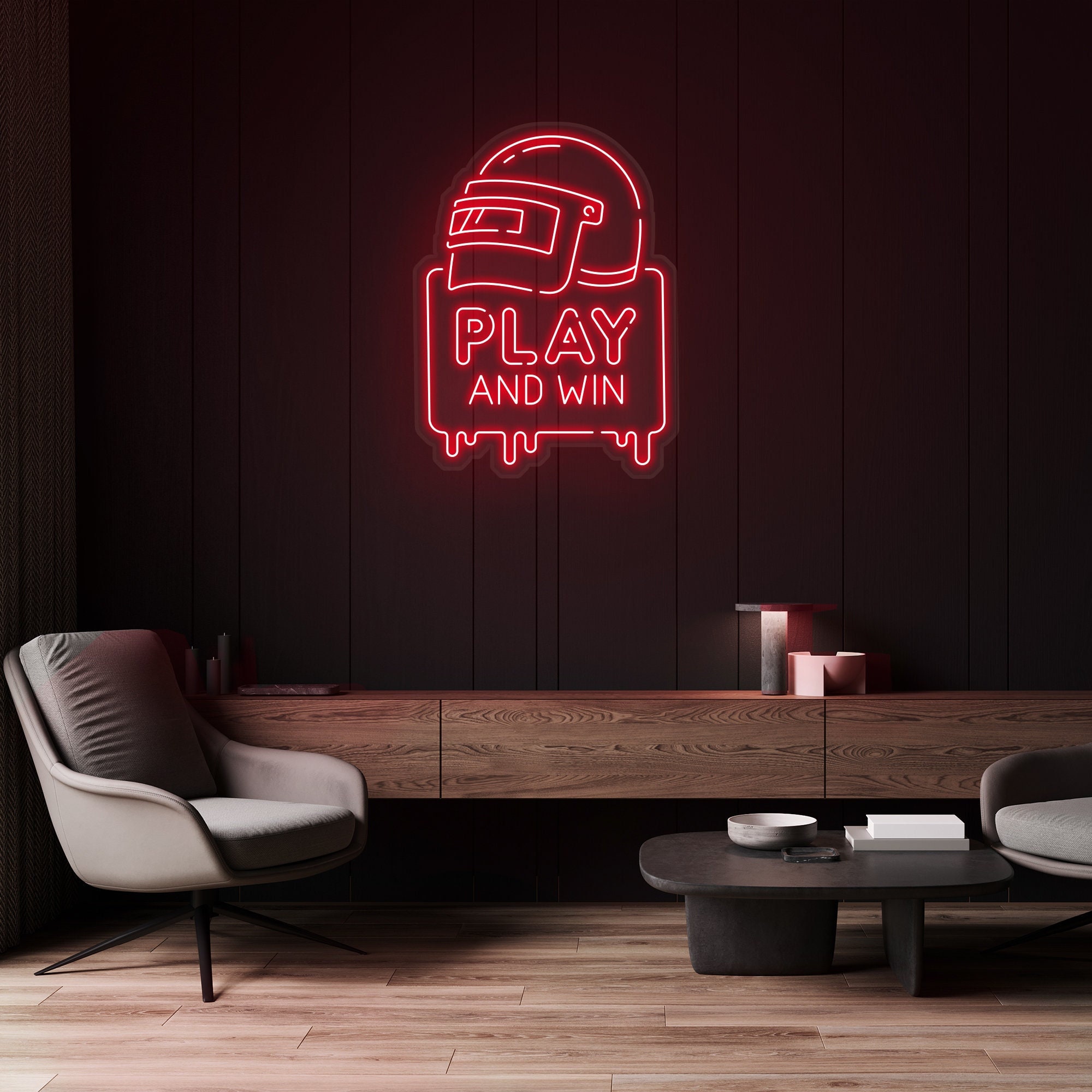 Play and WIN Neon Sign, LED Game Room Decor, Gaming Wall Art, Neon Light for Gamers, Gift for Players, Game Zone Wall Decor, Gift Idea, Sign