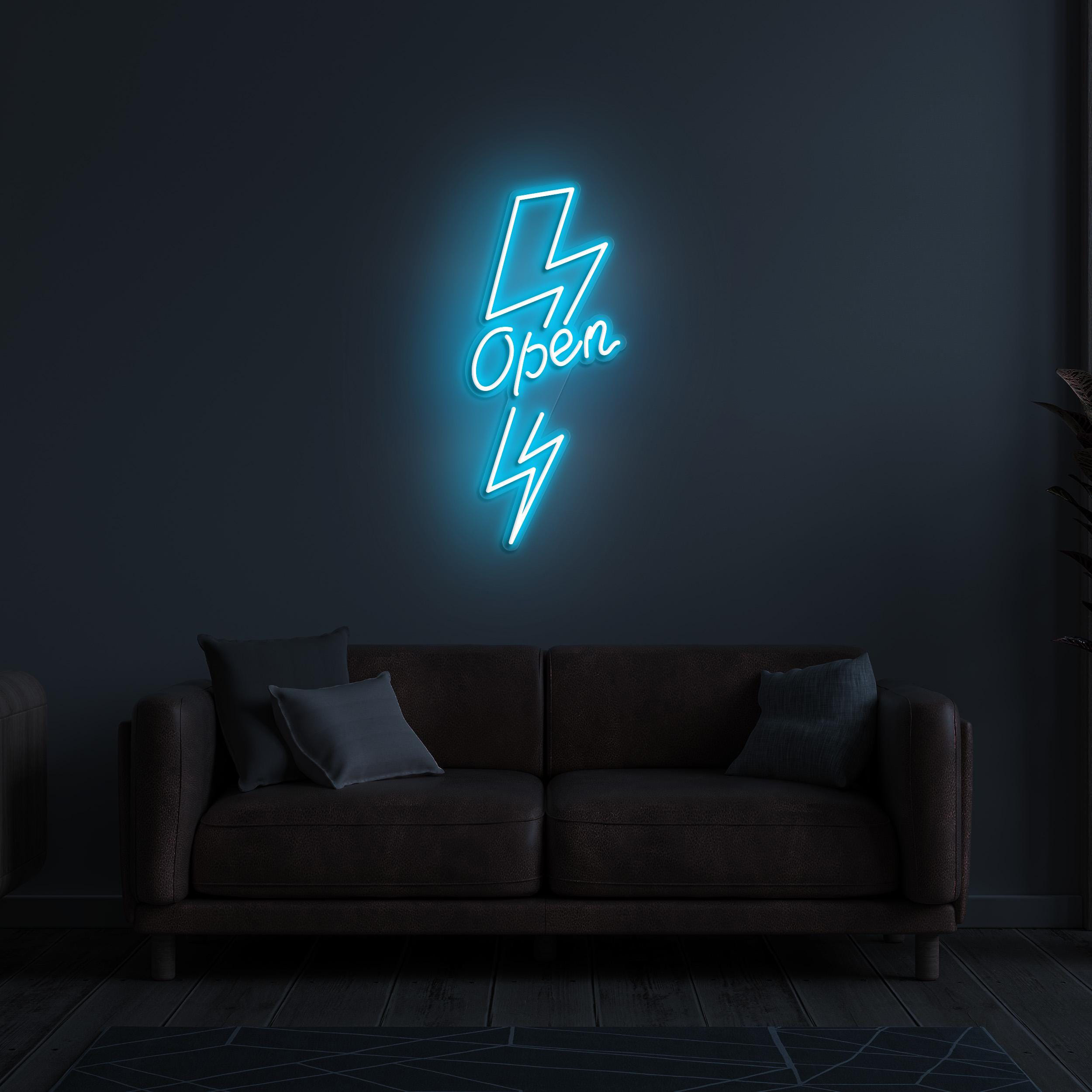 Open Neon Sign, Open LED Light, Electric Open LED Neon Art, Lightning Open Sign, Decor for Cafe, Bar and Shops, Business Logo Neon Sign