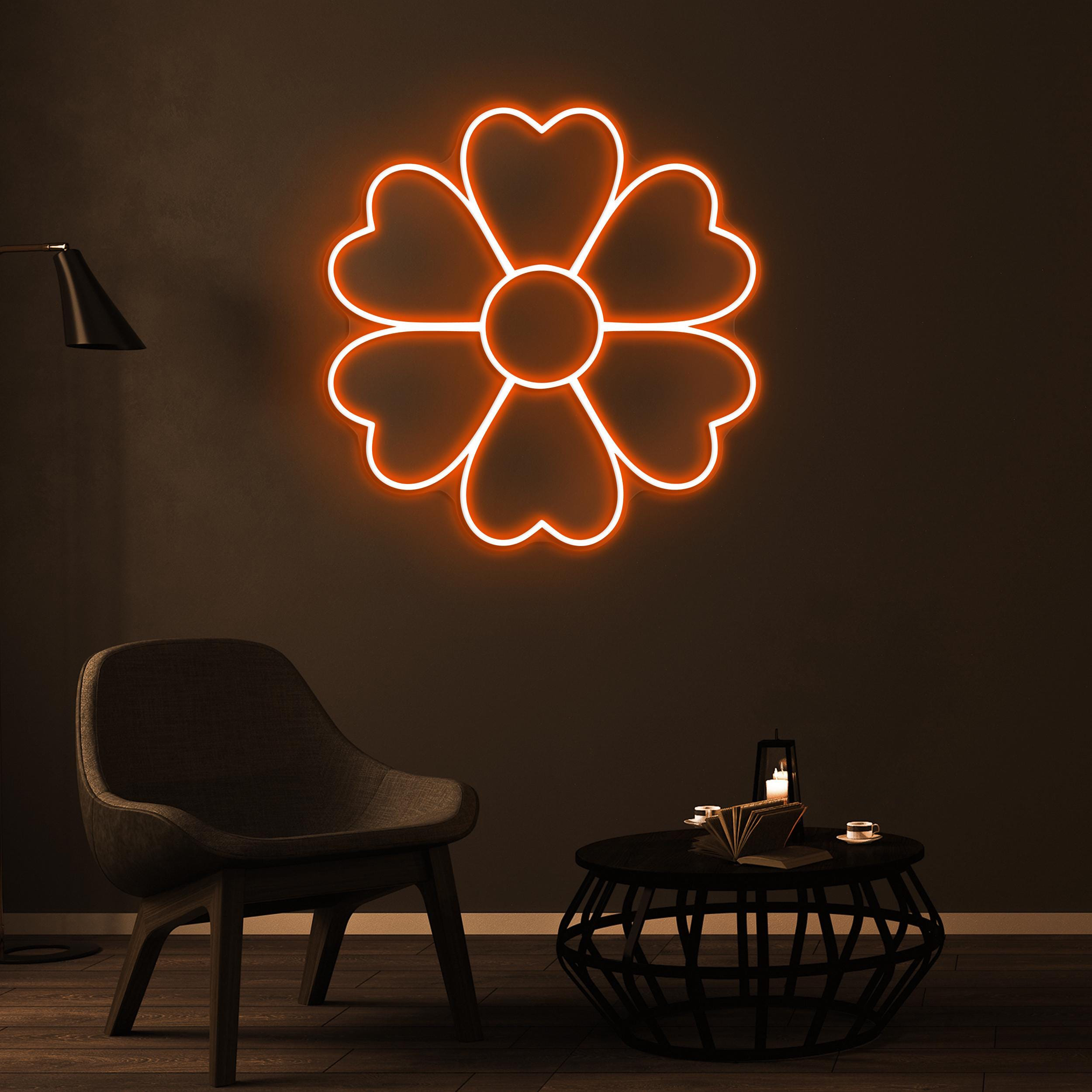 Flower Neon Sign, Heart Flower LED Light, Flower Wall Decor, Decor for Home, Party, Garden & Yard, Gift for Couple, Wedding Parties Wall Art