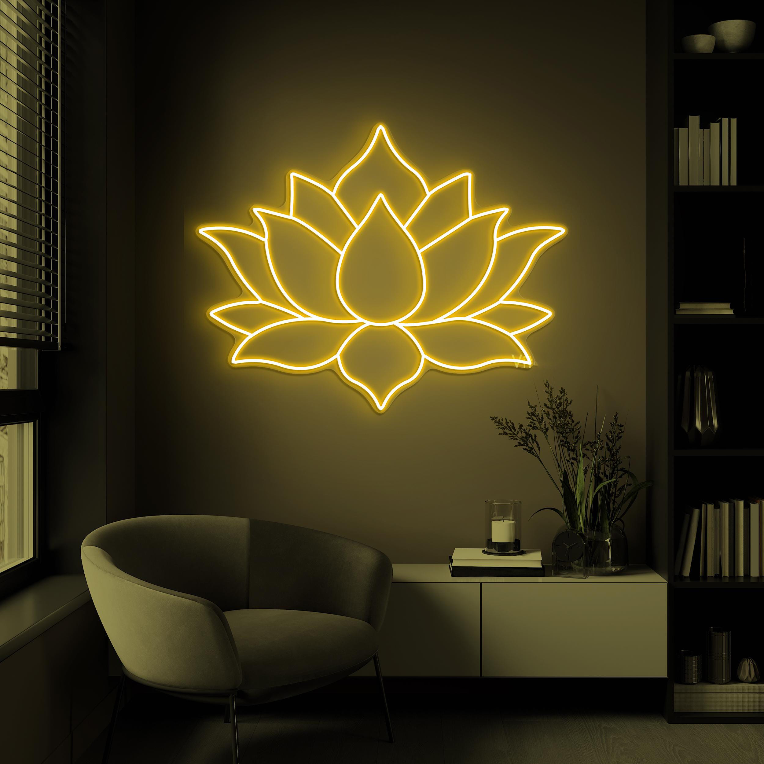 Lotus Flower Neon Sign, Lotus Flower LED Light, Minimalist Lotus Flower Design, Home Wall Decor, Yoga Led Wall Art, Blossom Decor for Party