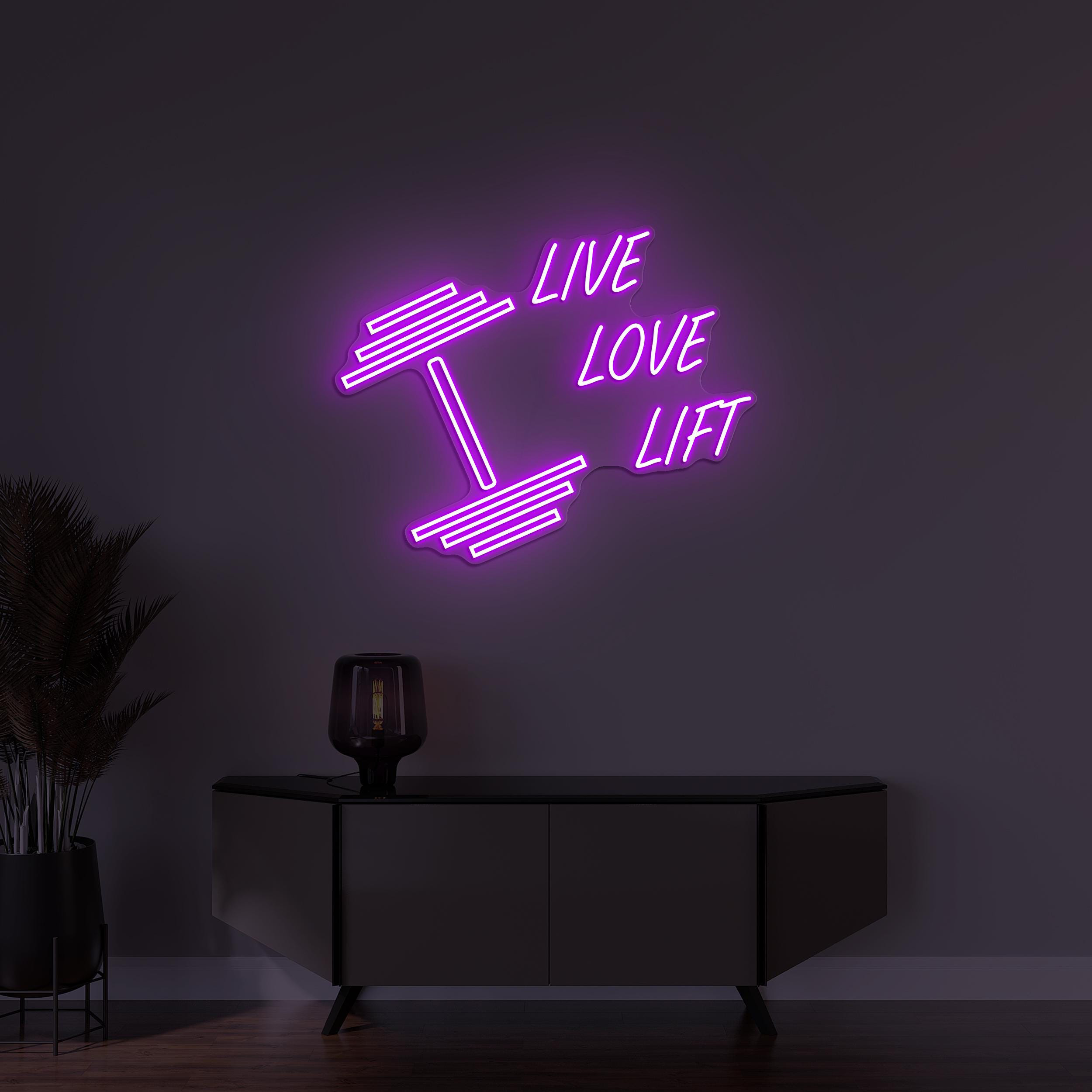 Live Love Lift Neon Sign, Live Love Lift LED Light, Gym Wall Decor, Workout Wall Art, Fitness Neon Sign, Dumbbell Neon Decor, Gym Lover Gift