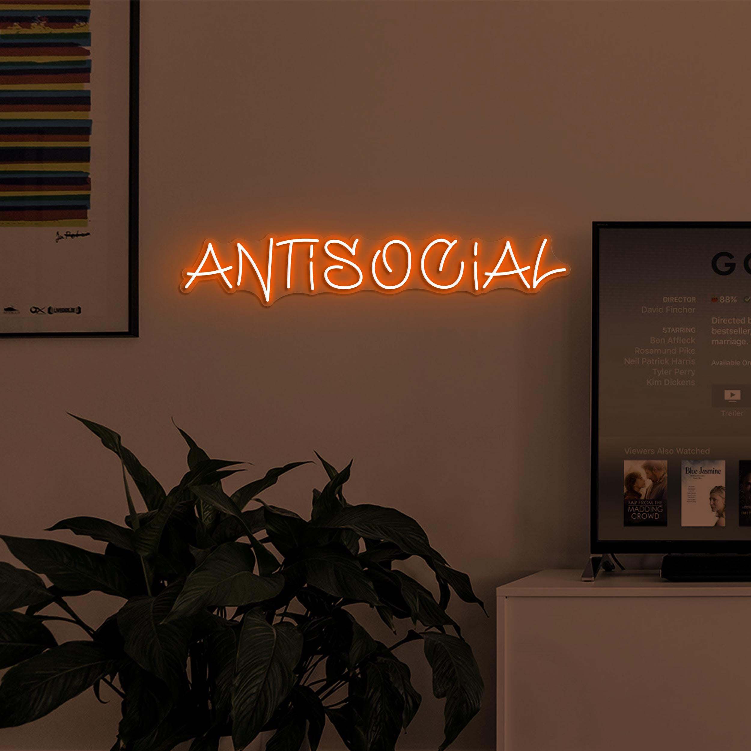 Antisocial Neon Sign, Antisocial LED Light, Game Room Wall Decor, Gym Neon Art, Personalized Neon Sign, Home Wall Decor, Introvert Wall Art
