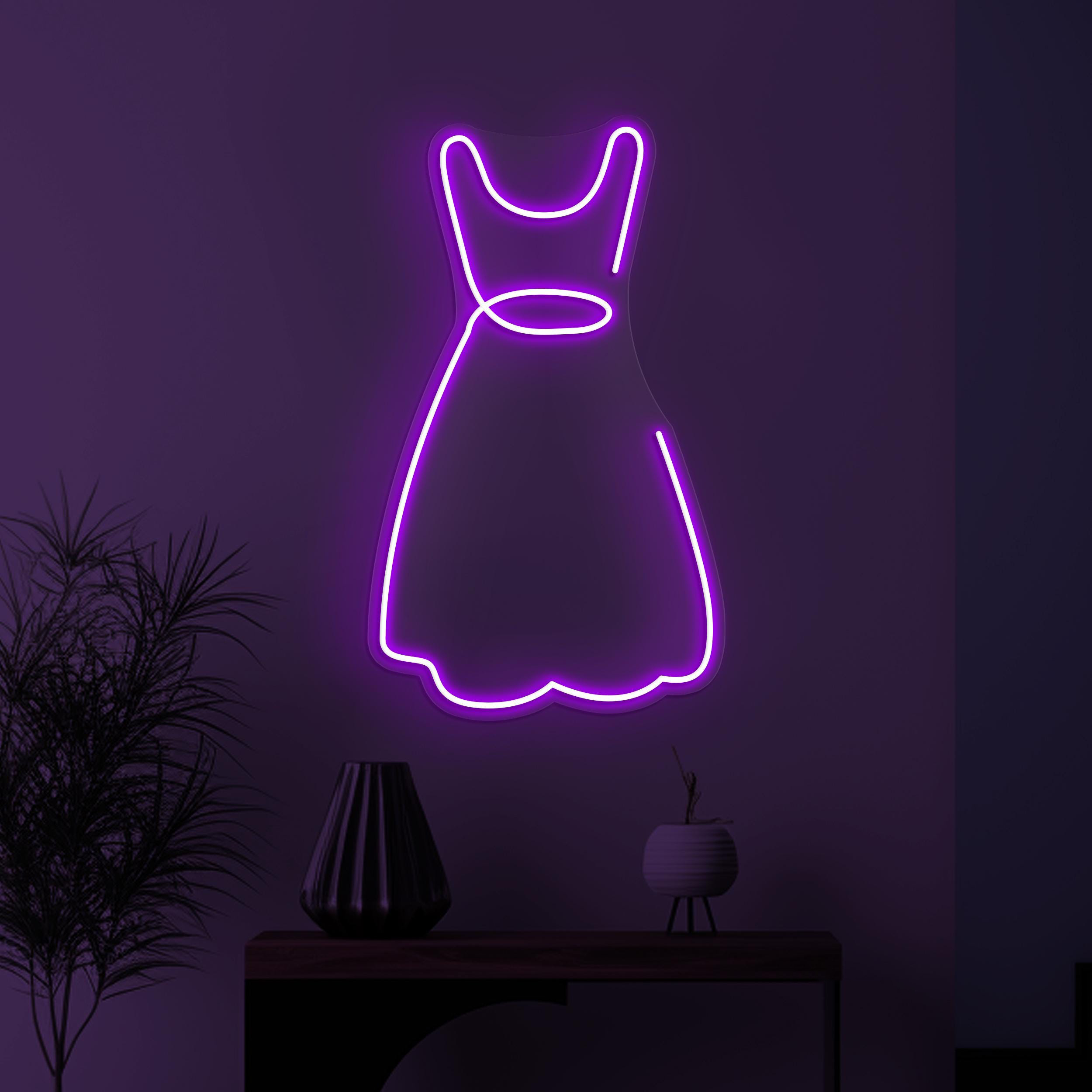 Dress Neon Sign, Dress LED Light, Flowing Dress Wall Art, Boutique Wall Decor, Fashion Neon Light, Led Shop Neon Decor, Custom Cloth Sign