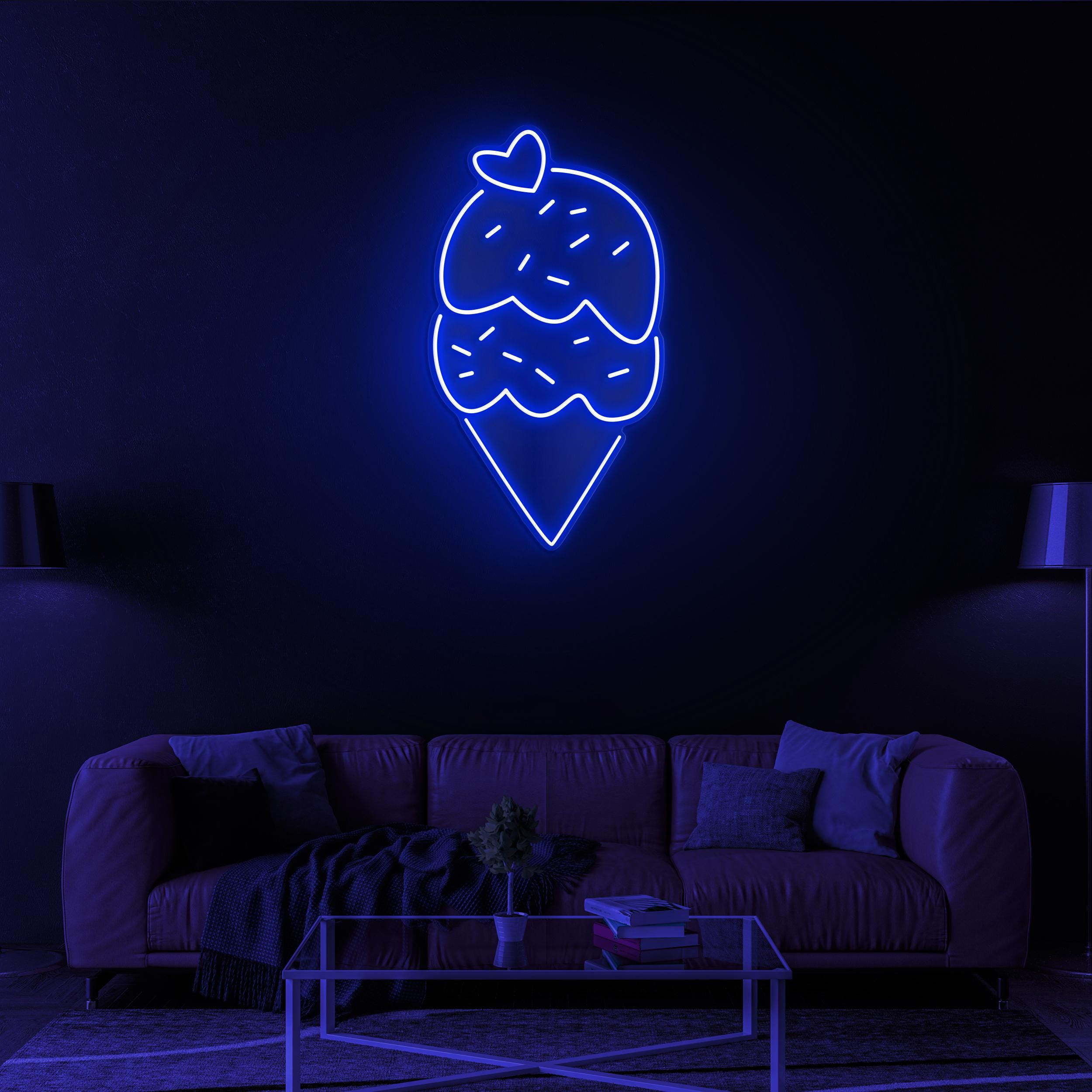 Cone Ice Cream Neon Sign, Cone Ice Cream LED Light, Ice Cream Display, Decor for Ice Cream Shop, Cafe, Bar, Dessert Spot, Ice Cream Wall Art