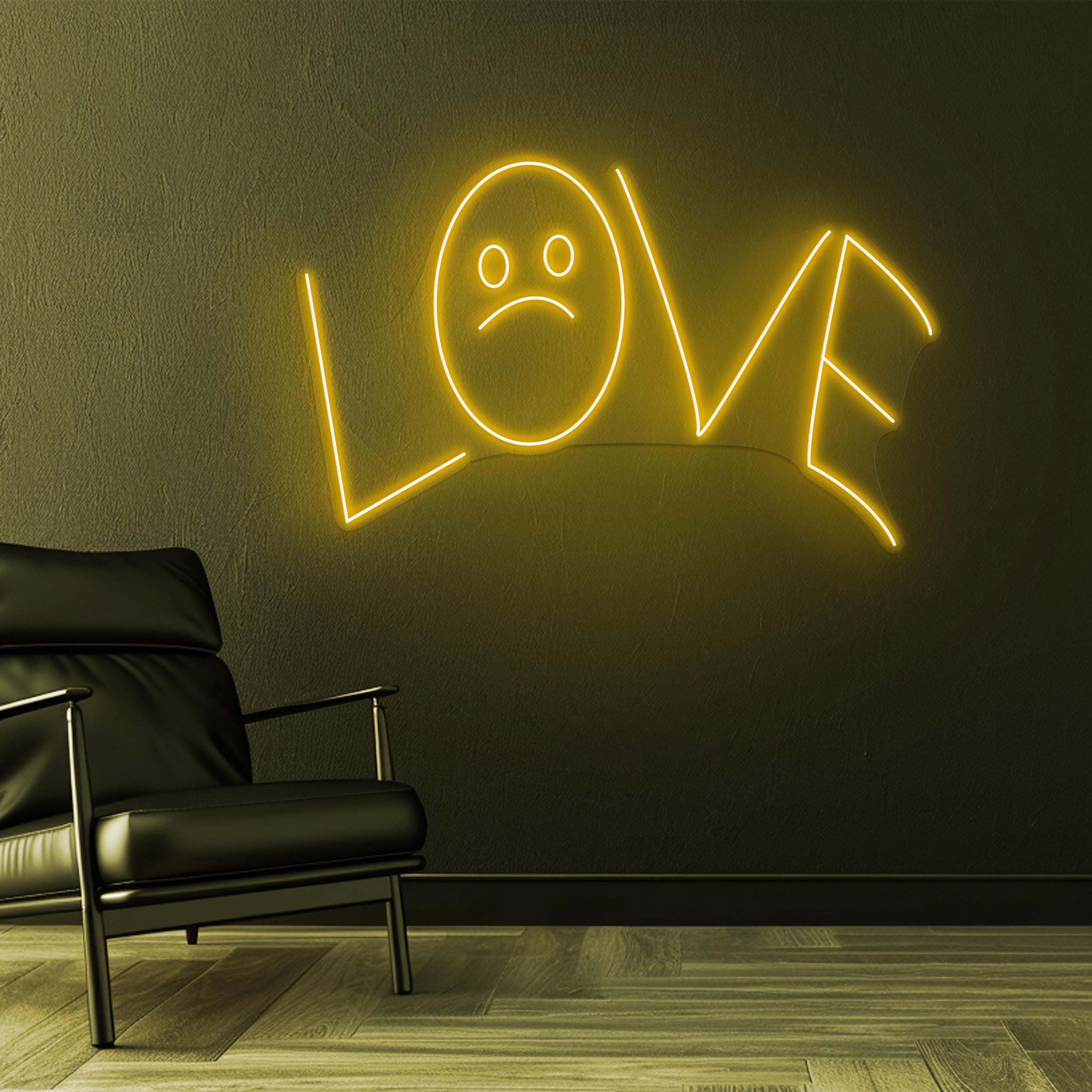 Love Neon Sign, Sad Face Love Neon Art, Love LED Neon Art, Home Wall Decor, Love Light, Custom Neon Sign, Party Neon Sign, Kids Room Decor