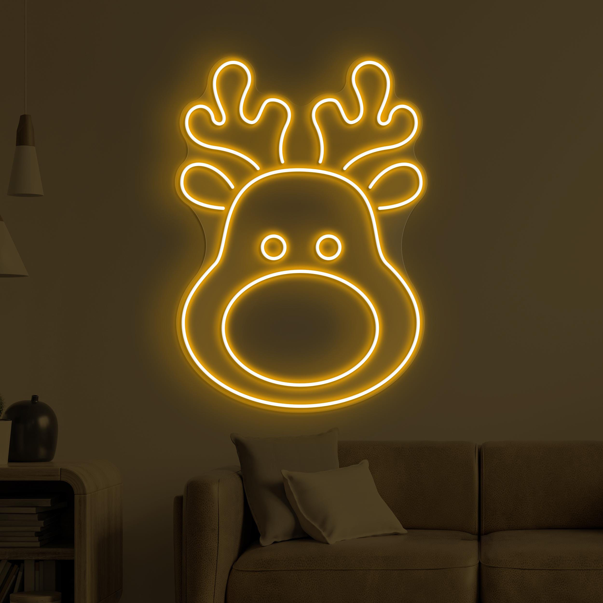 Reindeer Neon Sign, Reindeer LED Light, Deer Head Wall Decor, Animal Shop Wall Art, Christmas Home Decor, Zoo Neon Light, Party Wall Art