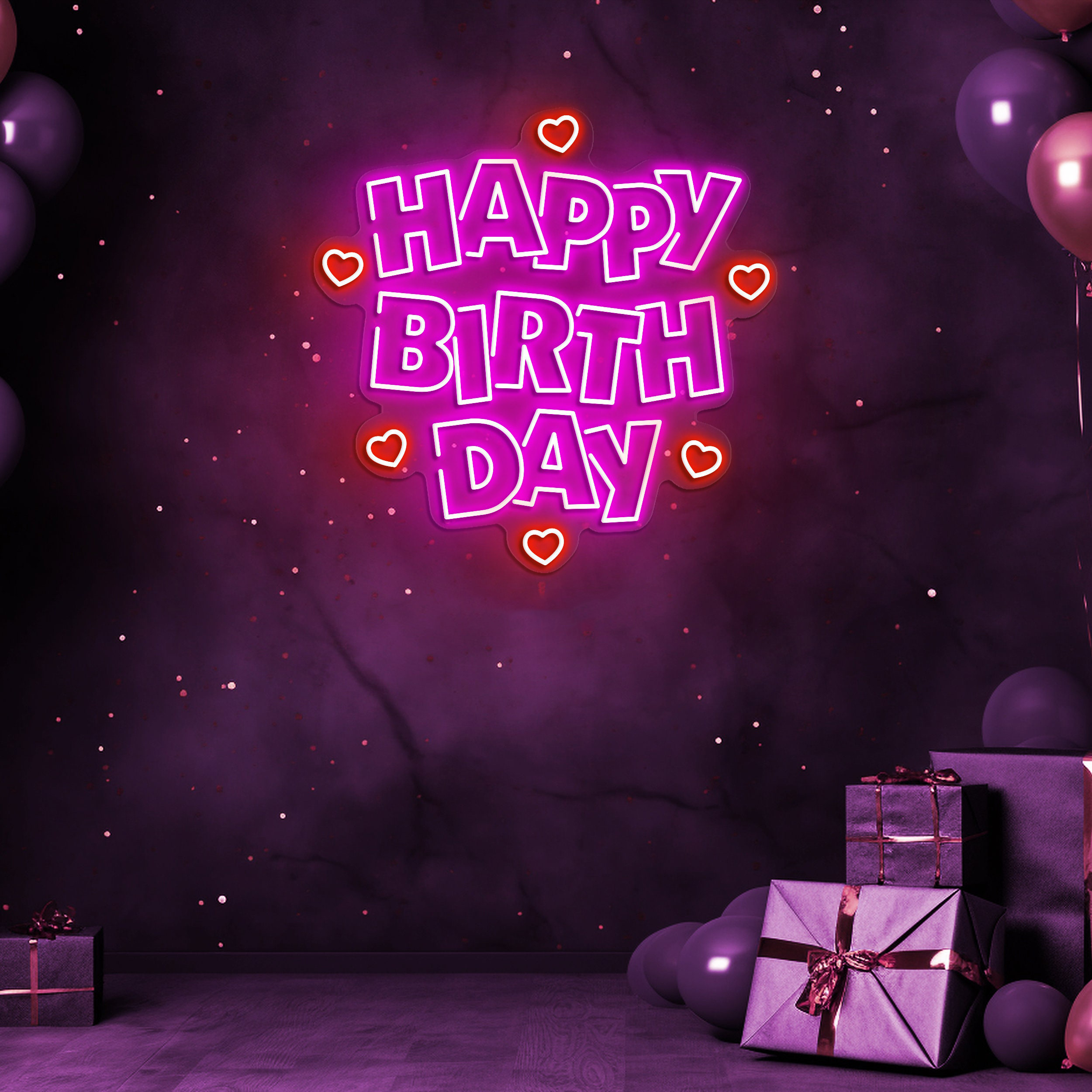 Birthday Neon Sign, LED Party Decor for Wall, Bedroom, Bar, Wedding, Home, Neon Art Backdrop Decoration, Birthday Decor and Night Light
