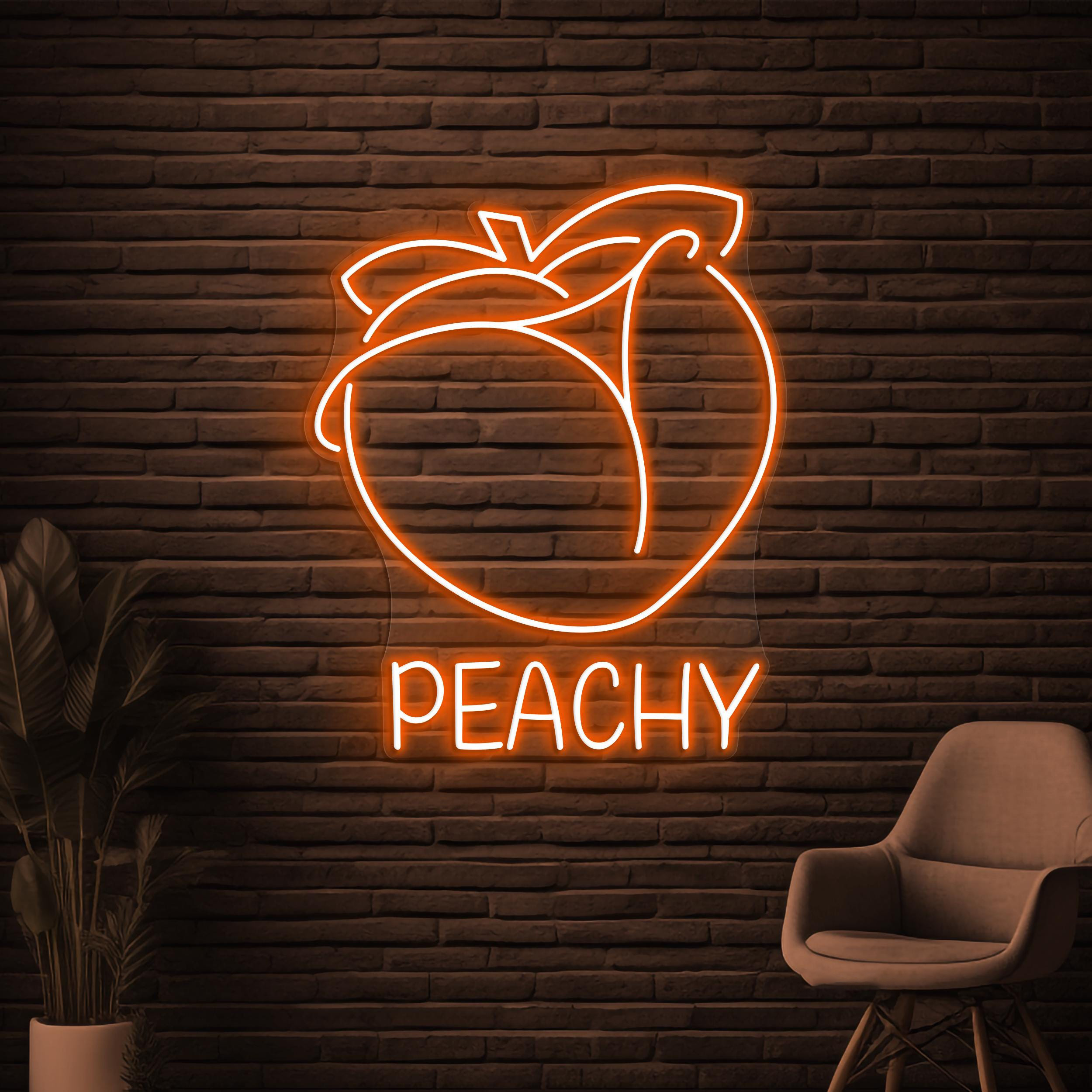 Peachy Neon Sign, Peachy LED Light, Fruit Shop Wall Decor, Peach Garden Wall Art, Peach Fruit Led Sign, Bar Neon Light, Gift