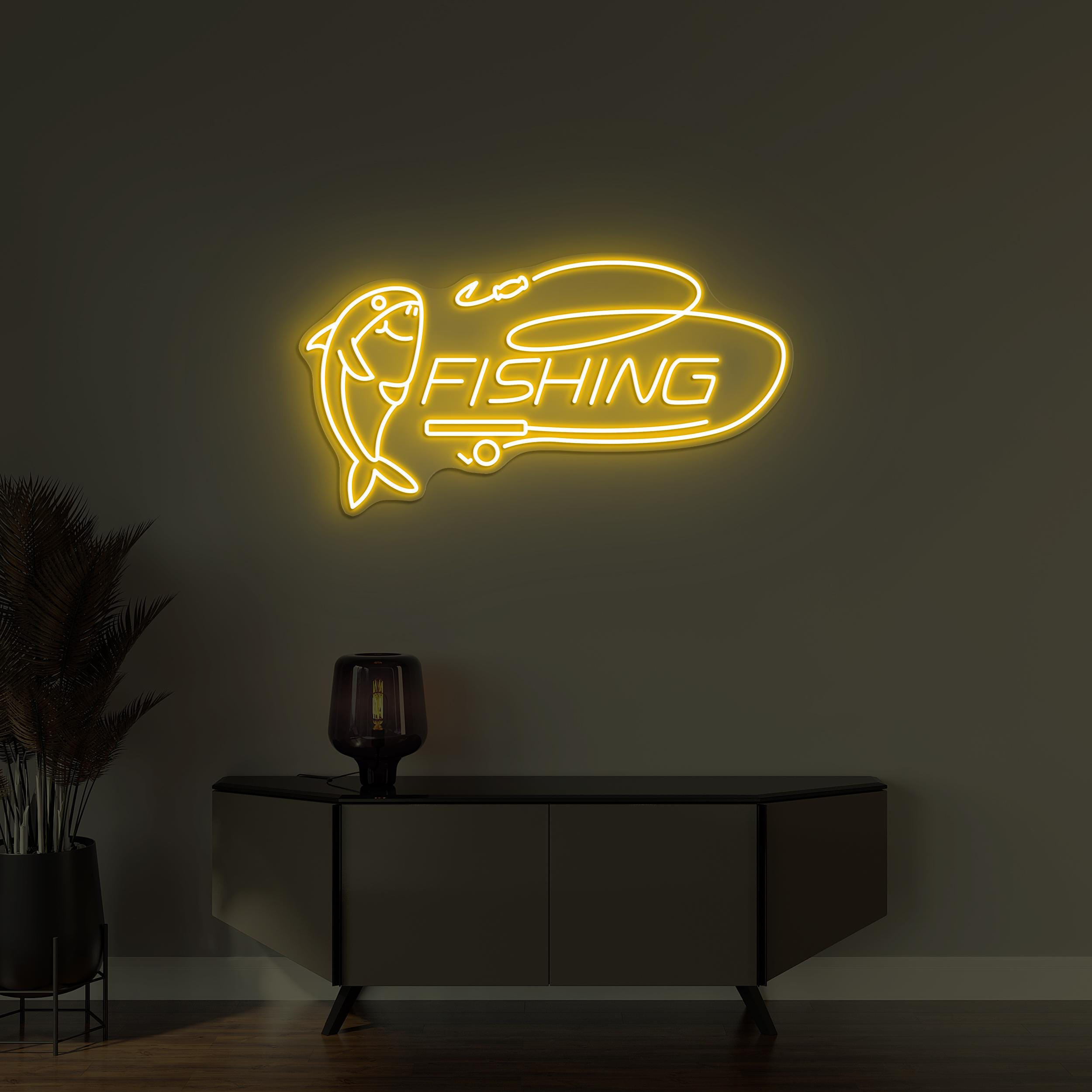 Fishing Neon Sign, Fishing LED Light, Fish Wall Decor, Animal Wall Decor, Animal Shop Art, Shark Neon Sign, Fish Market Sign, Fishing Lover