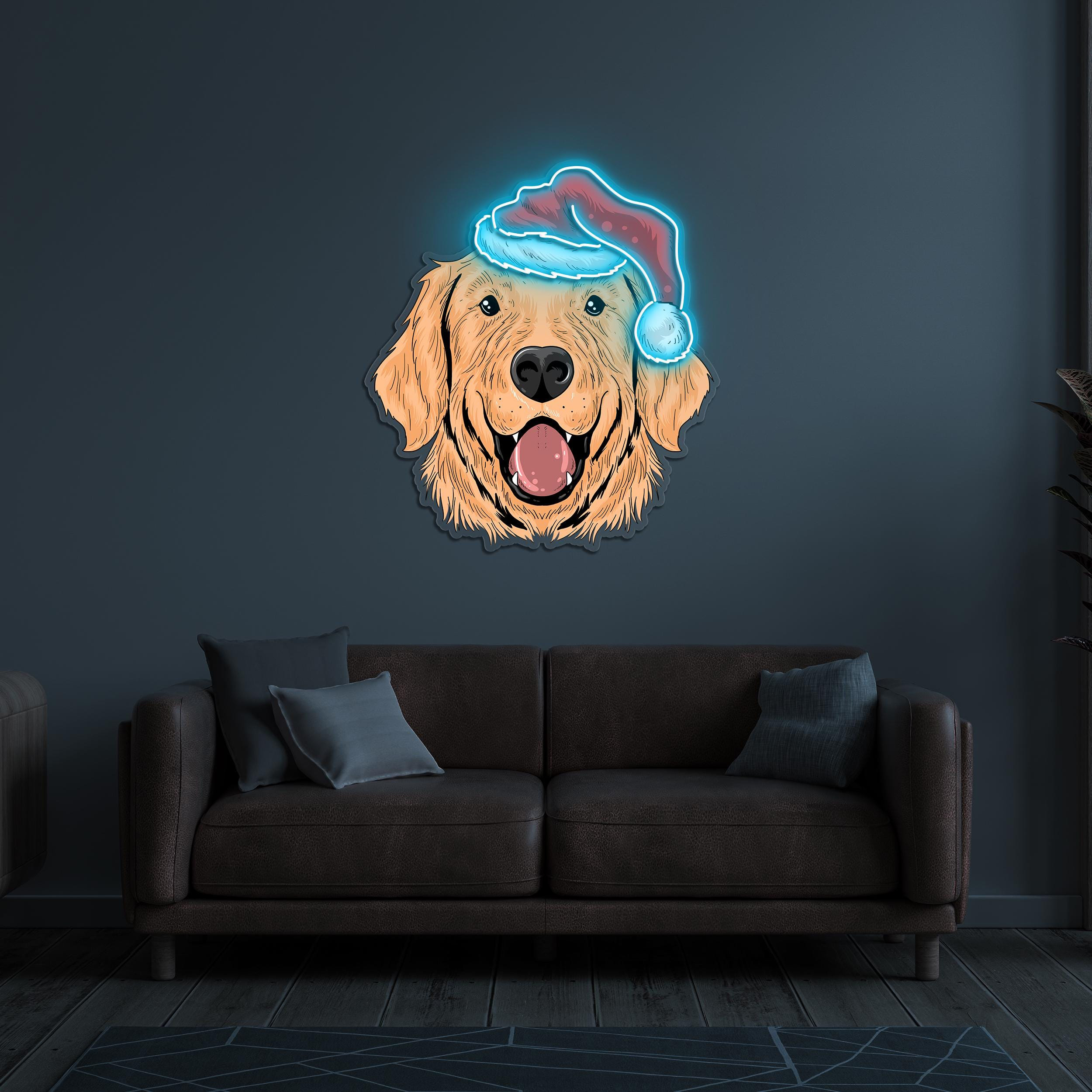 Santa Hat Dog Neon Sign, Santa Hat Dog LED Light, Dog LED Pop Art, Christmas Dog Sign, Decor for Pet Stores, Gift for Christmas & Dog Lover