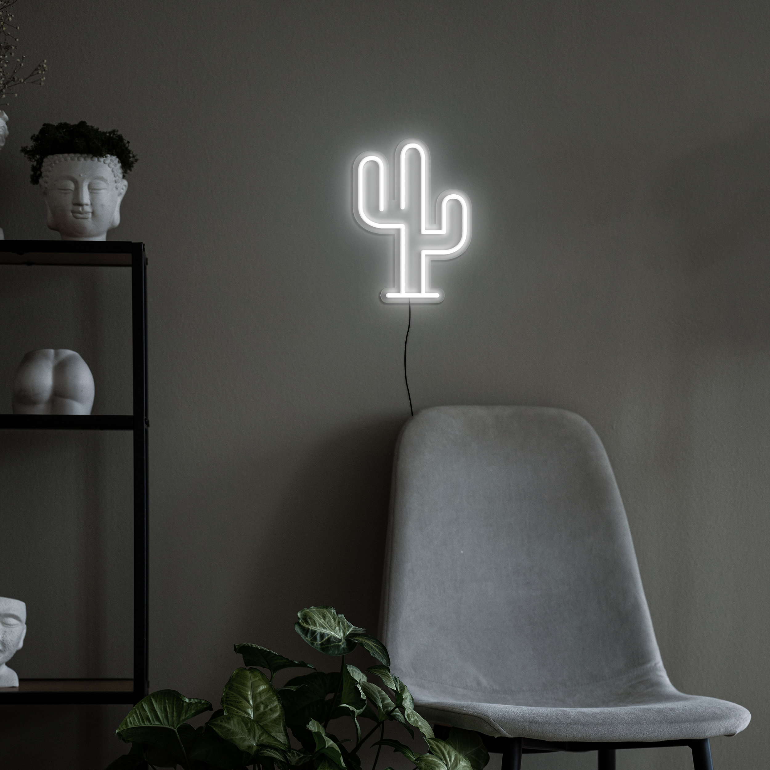 Cactus LED Neon Lights, USB Night Light with Dimmable Switch, Cactus Decor for Kid's Room or Bedroom, Cactus Lover Gift, Cactus Neon Sign
