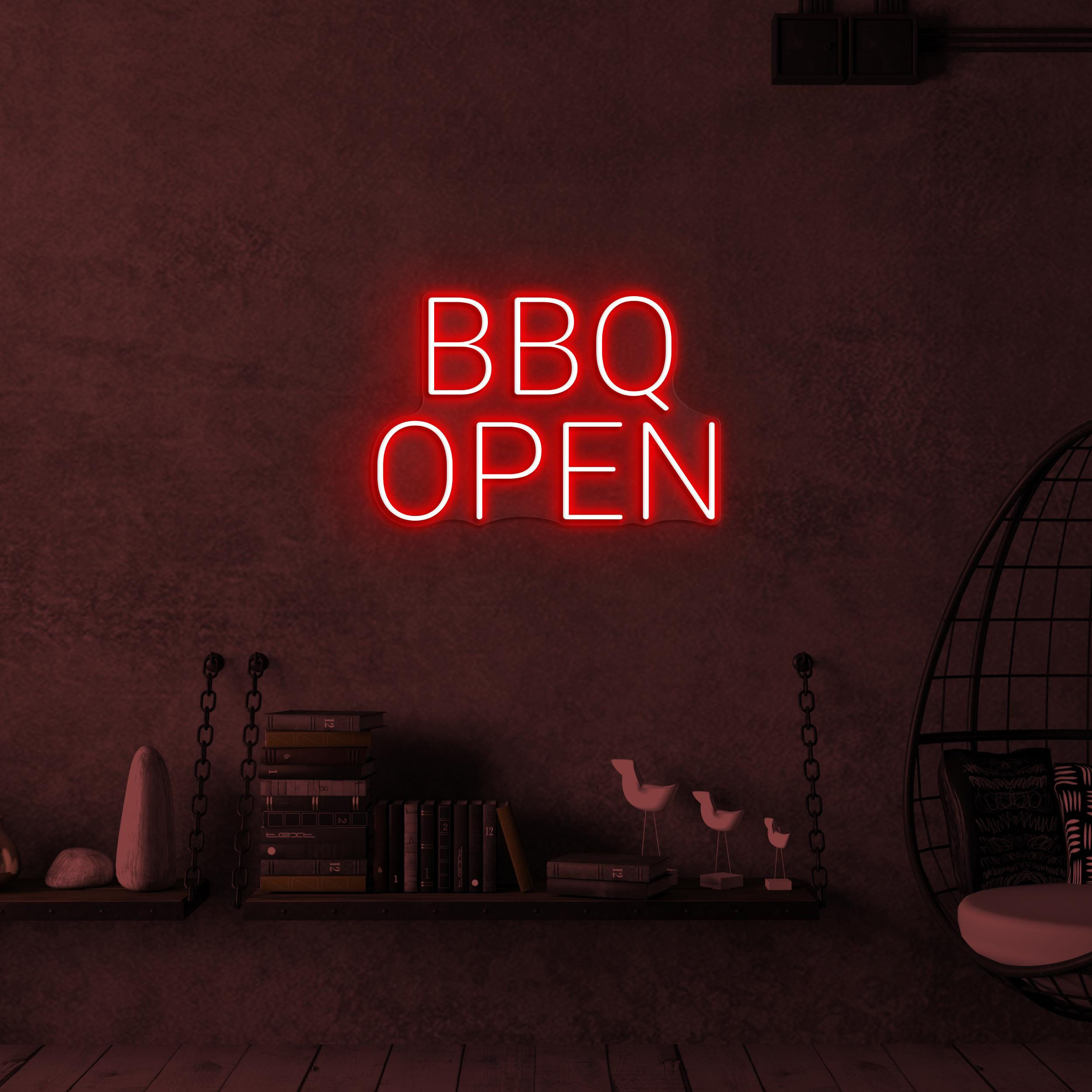BBQ Open Neon Sign, BBQ open Led Light, BBQ Wall Decor, Restaurants Wall Art, Open Neon Sign, Welcome Wall Sign, Opening Door Shop Neon Art