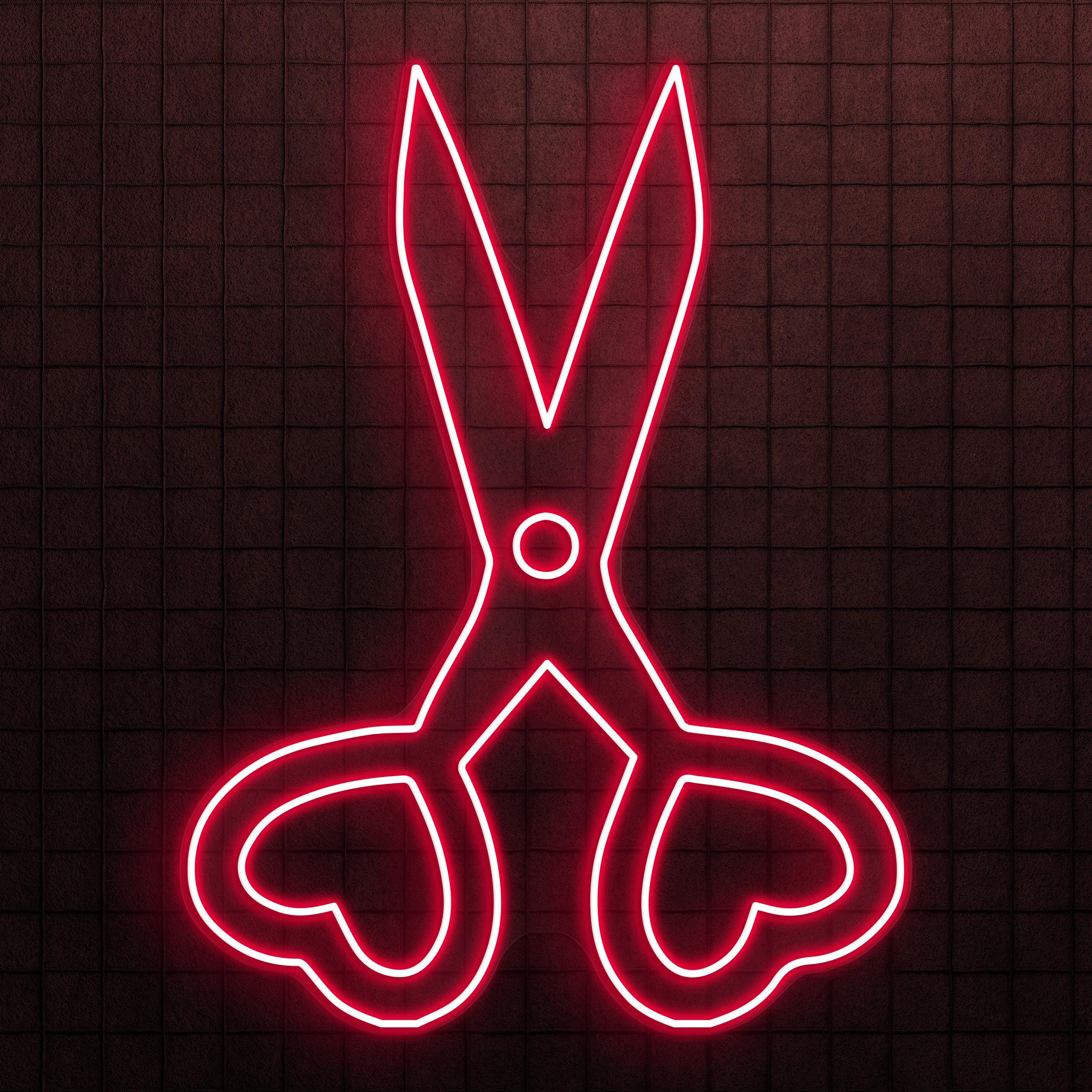 Scissor Neon Sign, Scissor LED Light, Barber Shop Wall Decor, Scissor Heart Neon Art, Barber Business Neon Light, Hairdressing Room Neon Art