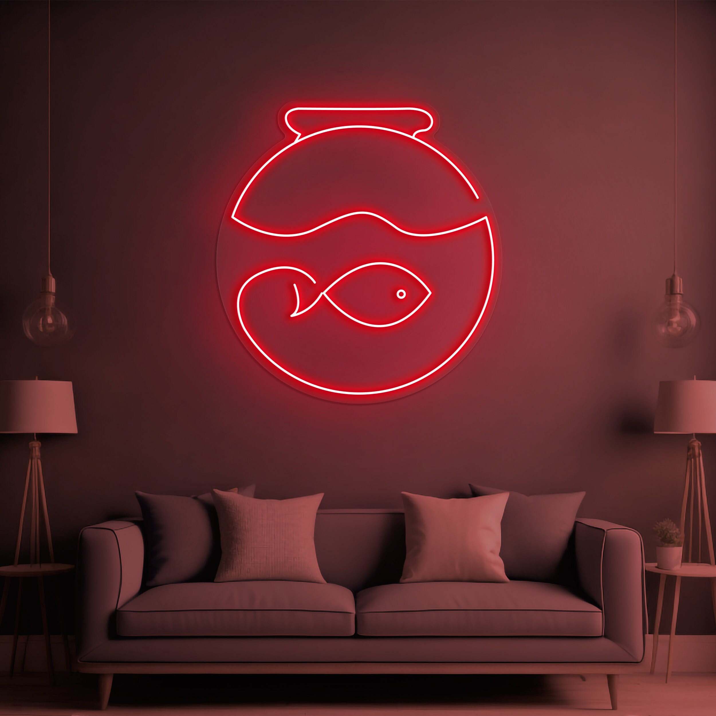 Fish Tank LED Neon Sign, Fish Neon Light for Home Decor, Perfect for Kids' Room, Office, Fish Rooms, Birthday Gift Neon Sign for Fish Lovers