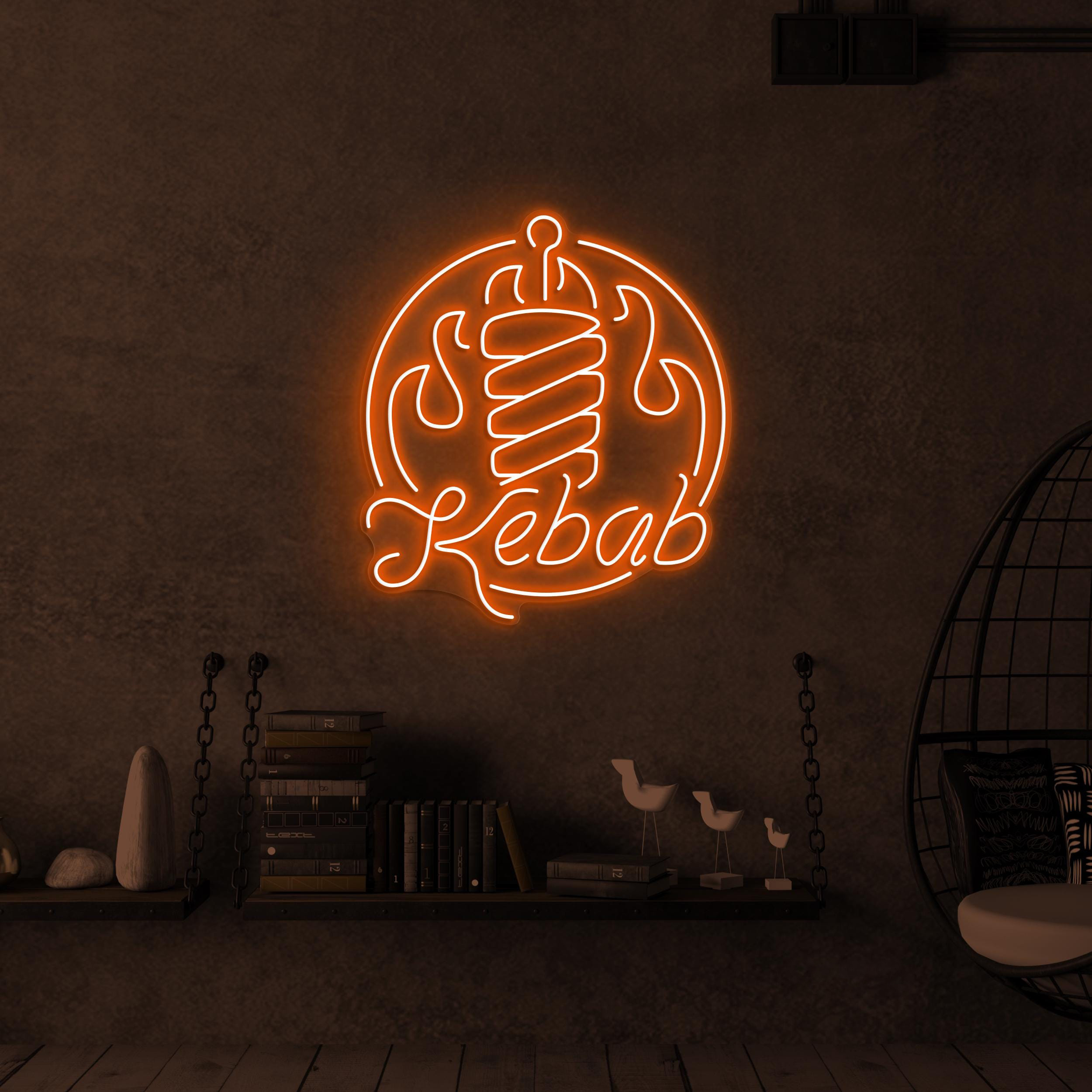 Kebab Neon Sign, Kebab Led Light, Doner Kebab Wall Decor, Restaurant Wall Art, BBQ Neon Sign, Custom Neon Art, Flaming Kebab Wall Decor