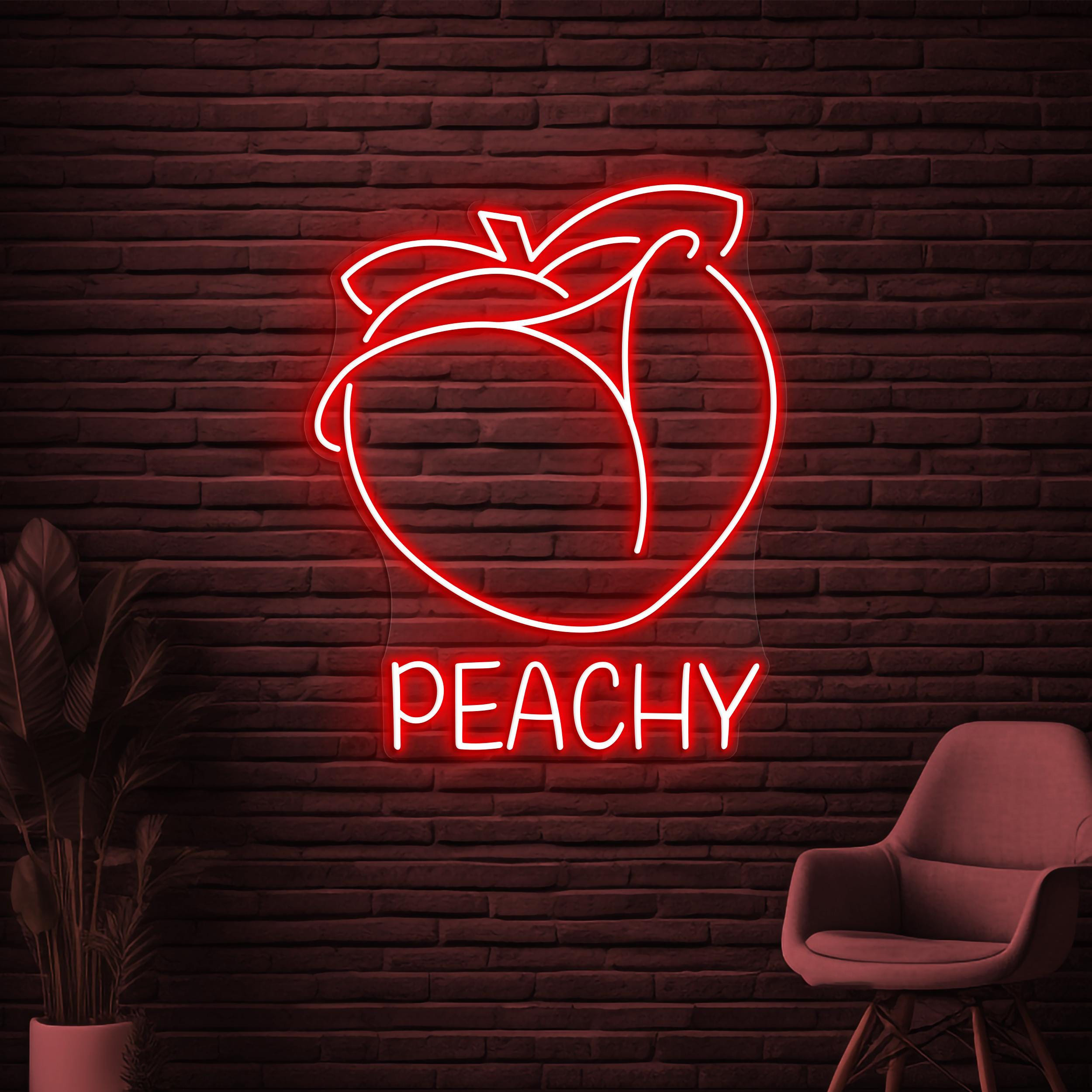 Peachy Neon Sign, Peachy LED Light, Fruit Shop Wall Decor, Peach Garden Wall Art, Peach Fruit Led Sign, Bar Neon Light, Gift