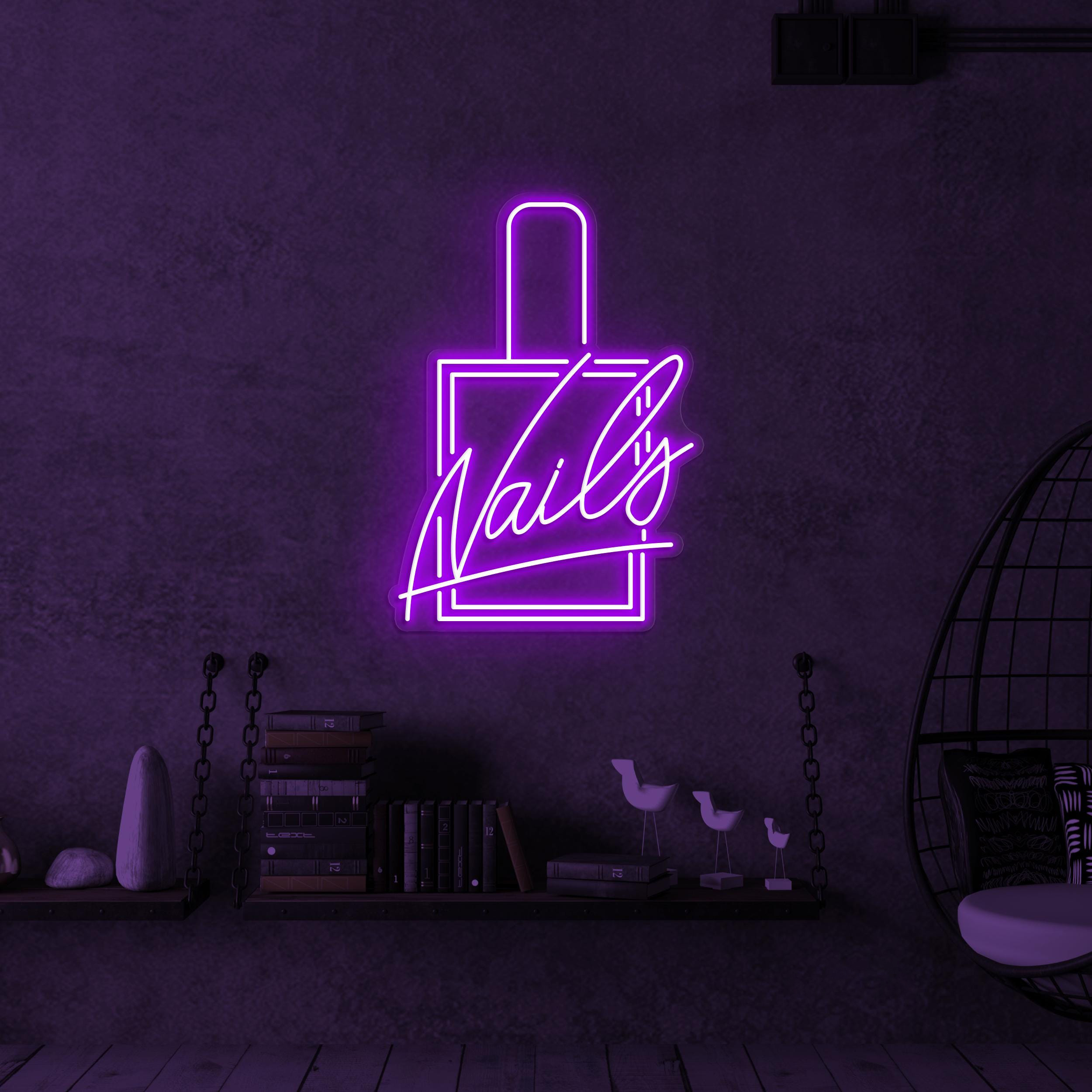 Nails Neon Sign, Nails LED Light, Nail Polish Wall Decor, Nail Logo Wall Art, Beauty Salon Decor, Nail Artist Home Decor, Nail Salon Sign