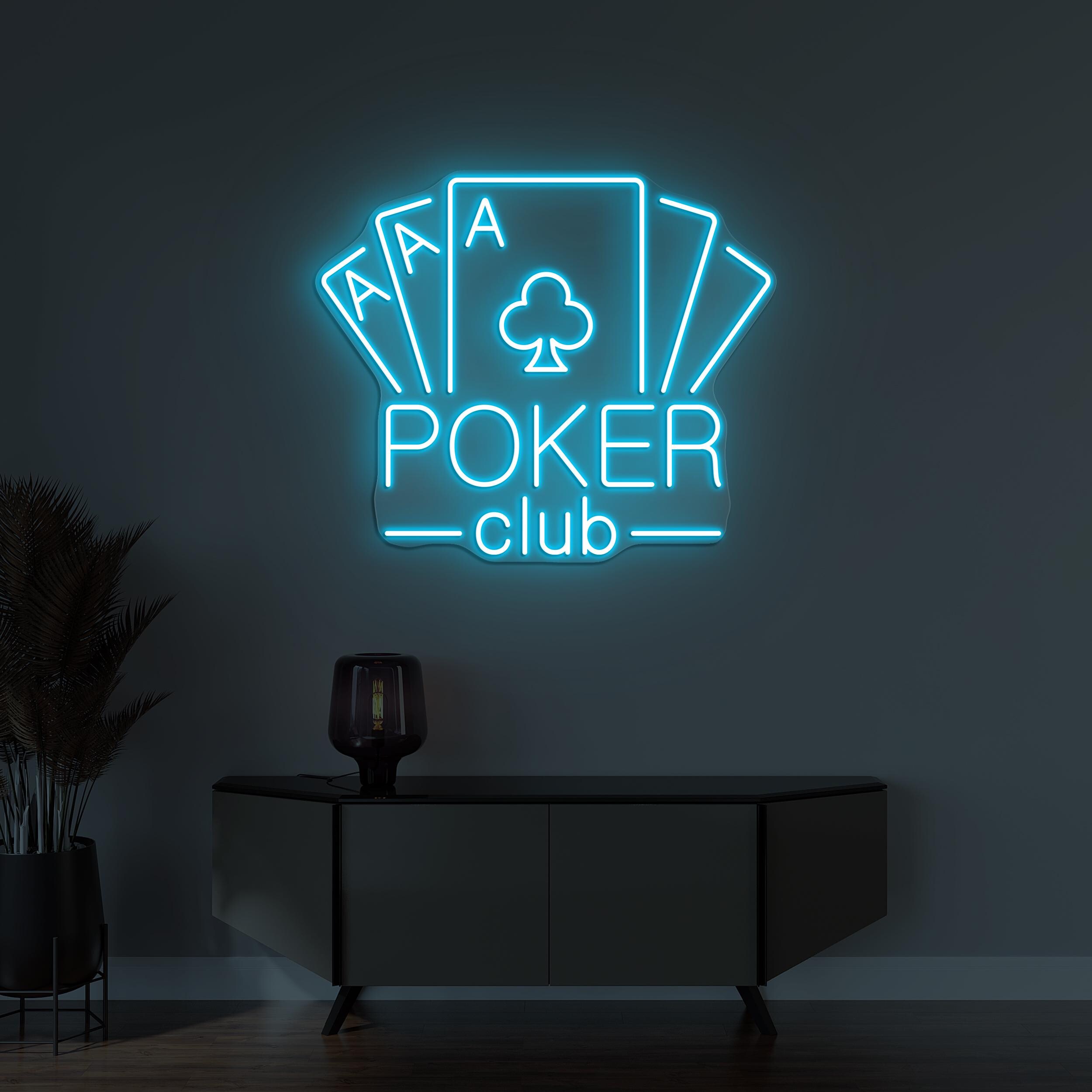 Poker Club Neon Sign, Poker Club LED Light, Poker Wall Art, Playing Cards Wall Decor, Game Room Wall Art, Custom Neon Sign, Casino Led Sign