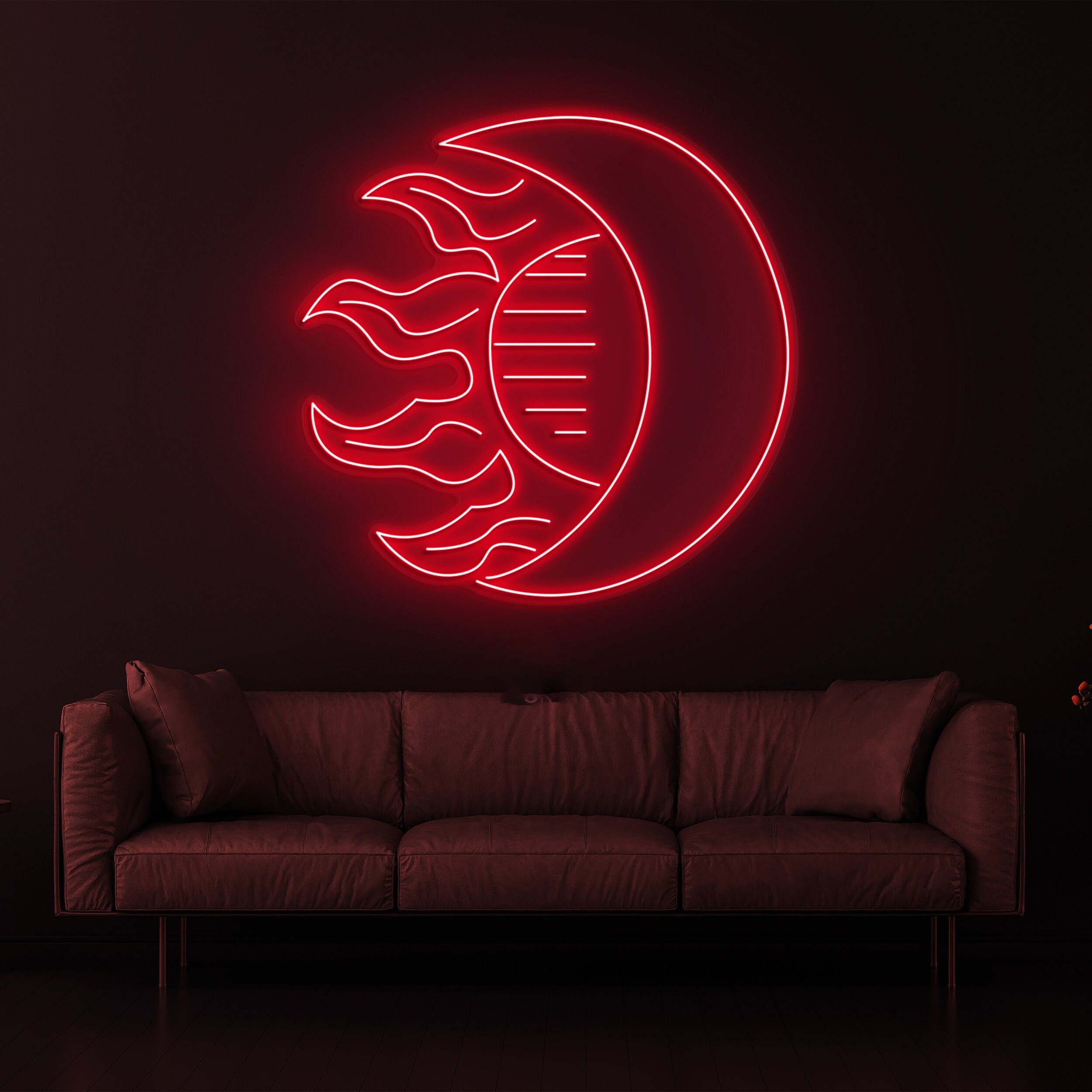Moon and Sun Neon Sign, Half Sun and Half Moon Night Lamp, Perfect for Room Wall Decor, Unique Art Design for Bedroom, Home Bar, Gift idea