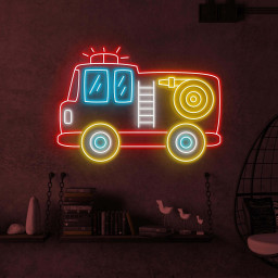 Fire Truck Neon Sign, Fire Truck LED Light, Firefighter Hero Wall Decor, Brave Firefighter Art, Firefighter Office Light, Rescue Room Decor