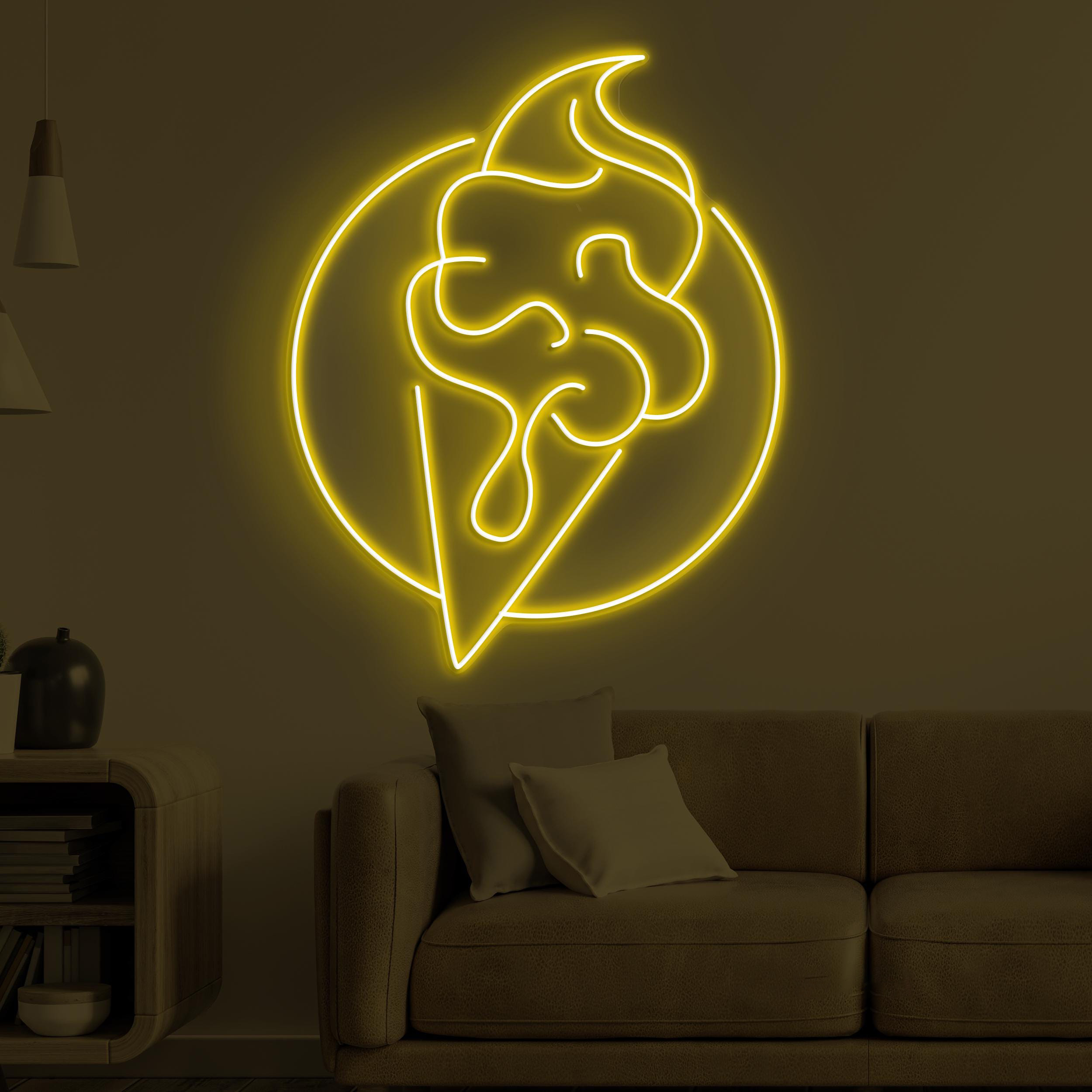 Cone Ice Cream Neon Sign, Cone Ice Cream LED Light, Kitchen or Cafe Decor, Ice Cream Shop Wall Art, Ice Cream Lover Gift, Frozen Treat Light