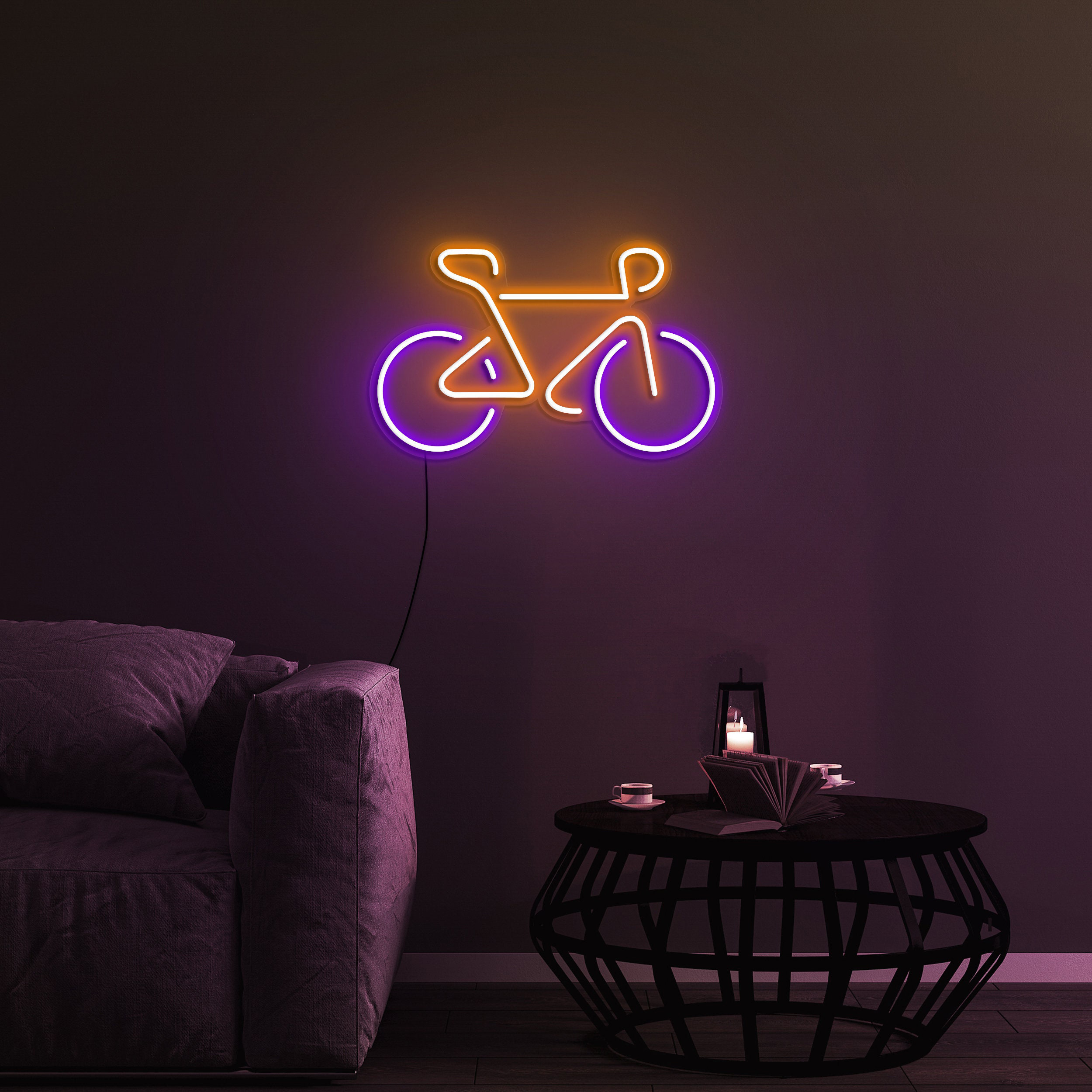 Bicycle Neon Sign, LED Wall Décor for Cyclists, USB Powered Bicycle Lights for Bedroom, Living Room, Led Bike Art, Cycling Gift, Bike Decor