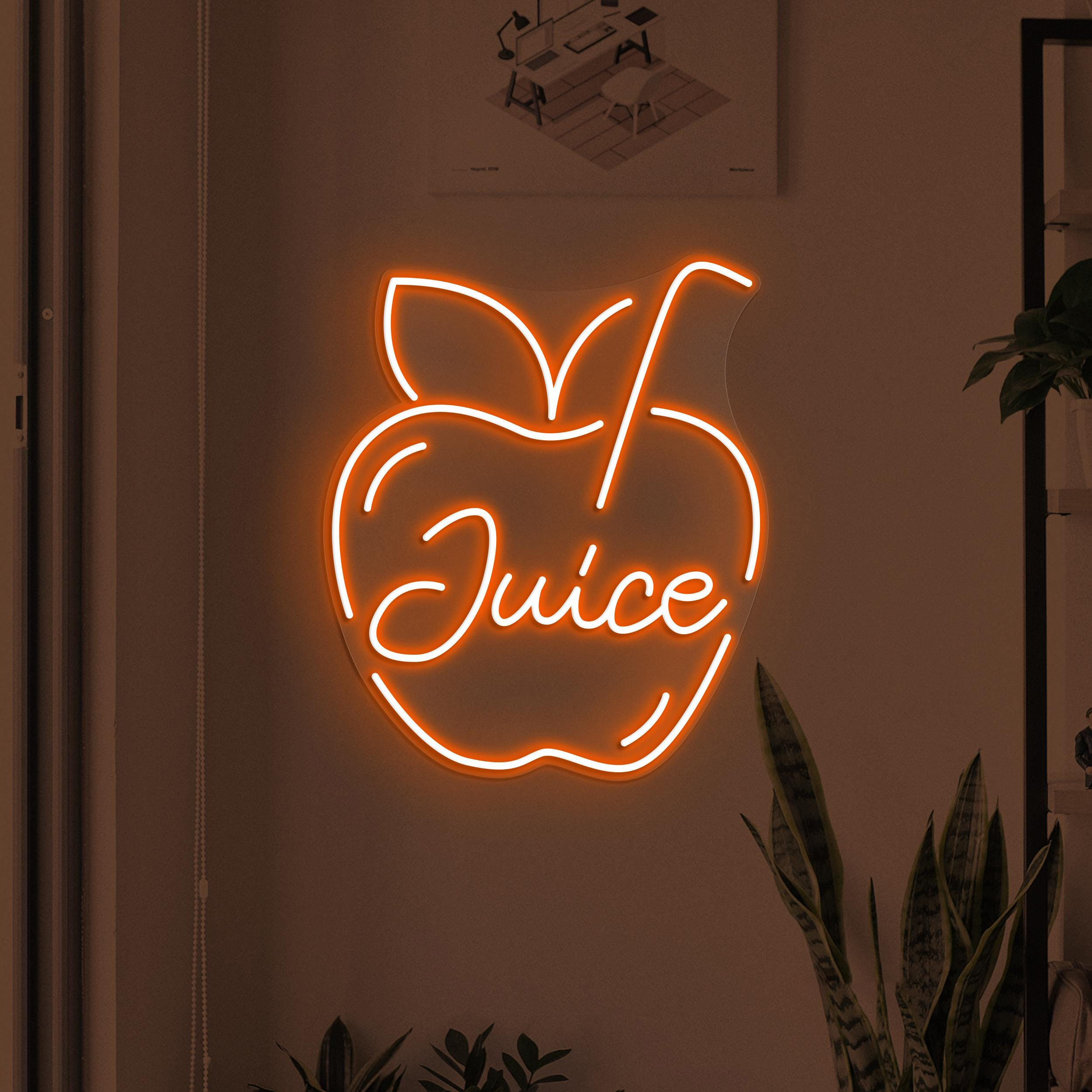 Juice Neon Sign, Juice LED Light, Apple Juice Wall Decor, Apple Wall Art, Drink Corner Neon Decor, Cafe Night Wall Light, Drunk Neon Sign