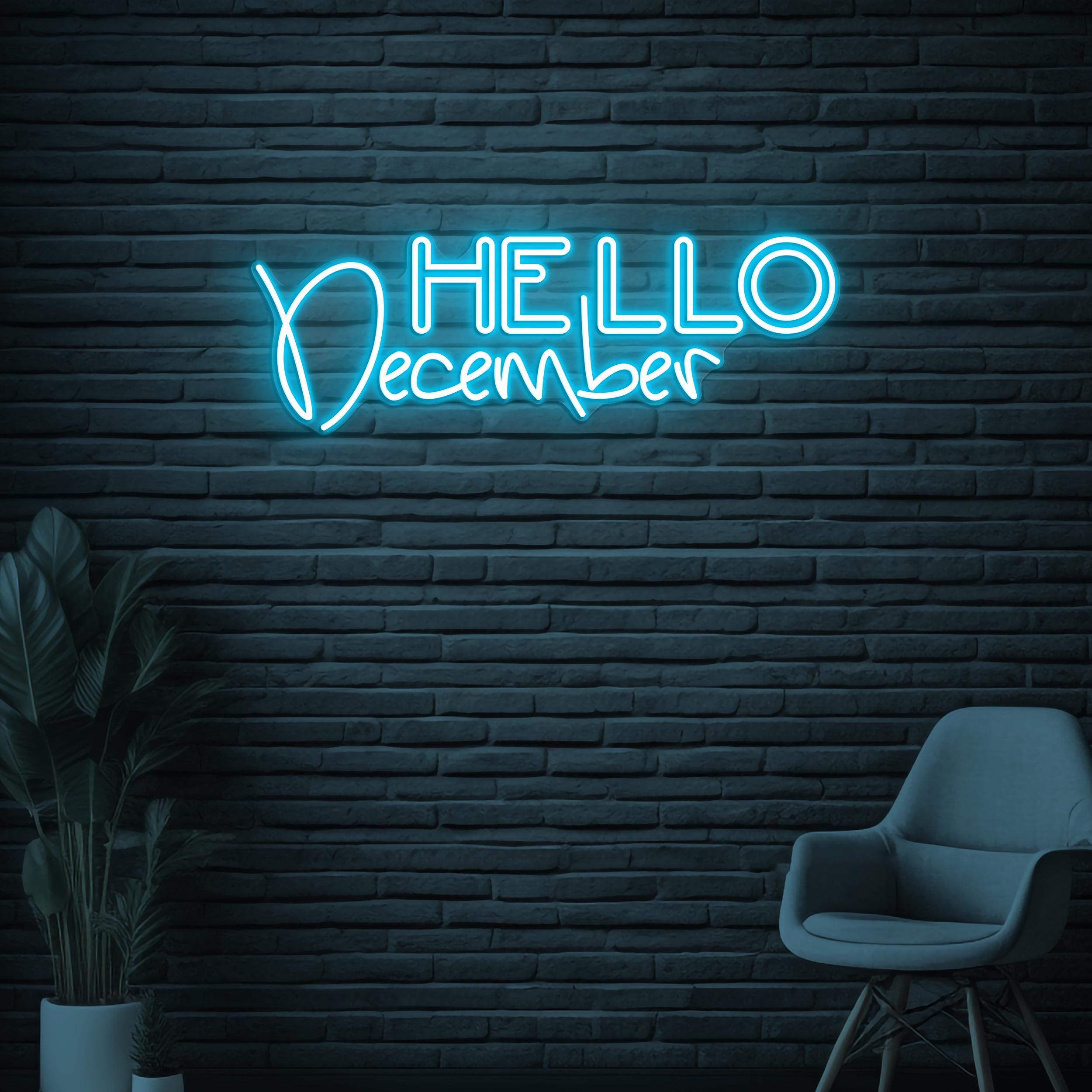 Hello December Neon Sign, Hello December LED Light, Calendar Wall Decor, Home Wall Art, Personalized December Neon Sign, Party Neon Decor