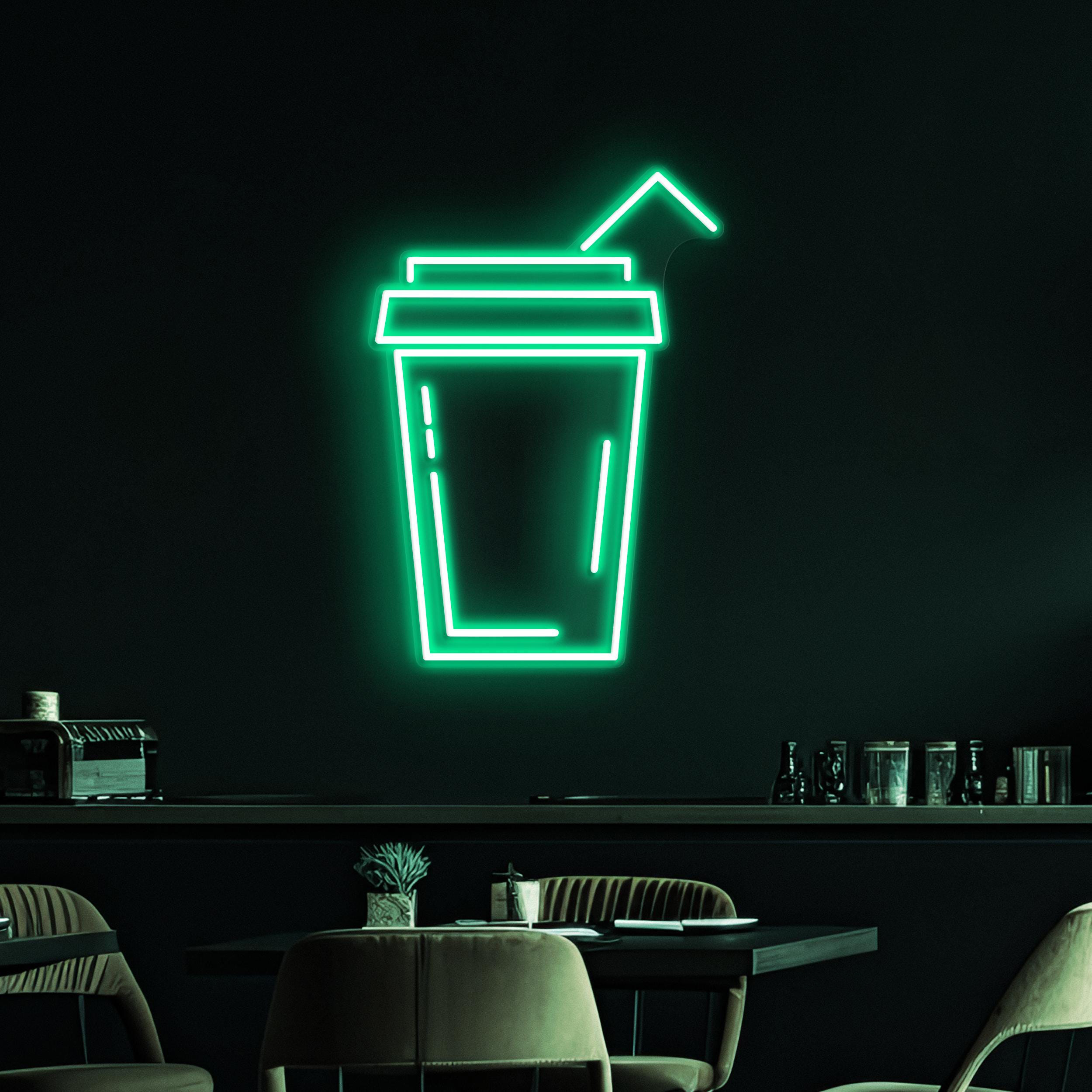 Drink Cup Neon Sign, Drink Cup LED Light, Juice Bar Wall Art, Kitchen Decor, Cafe & Bar Neon Light, Refreshing Drink Decor, Drink Corner Art