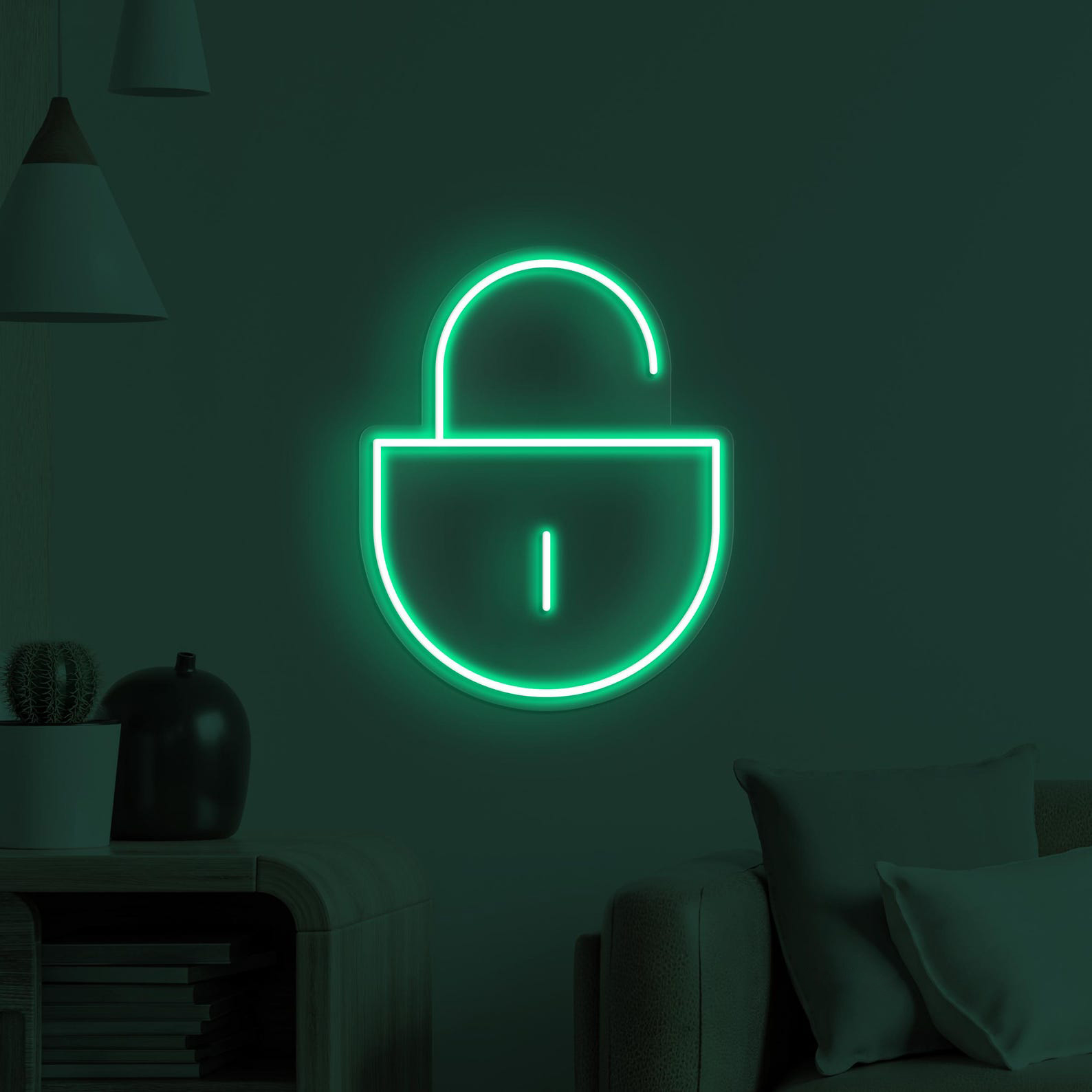 Lock Neon Sign, Unlocked LED Light, Lock Wall Art, Open Lock Wall Decor, Home Wall Decor, Security Neon Sign, Cafe and Bar Neon Light, Gift