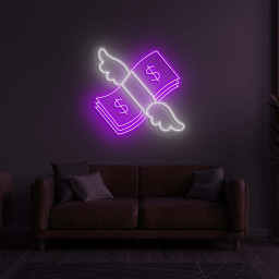 Flying Cash Neon Sign, Cash LED Light, Flying Money LED Neon Art, Bar and Game Room Decor, Custom Cash Neon Sign, Home or Business Decor