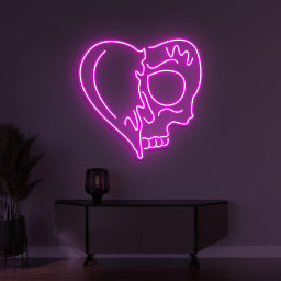Heart and Skull Neon Sign, Heart and Skull LED Light, Custom Neon Sign, Halloween Wall Decor, Skull Head With Heart Sign, Skeleton Heart Art