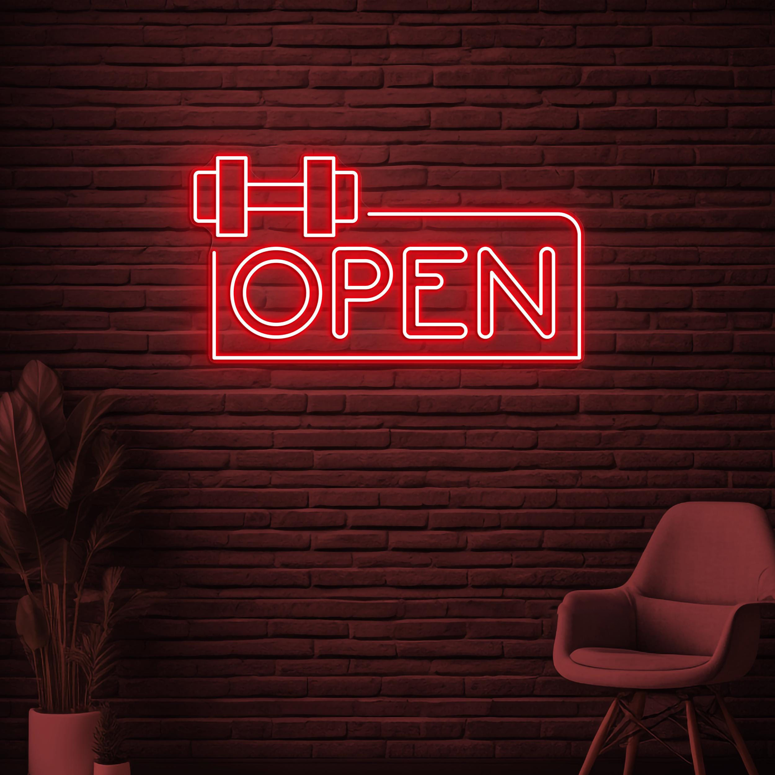 Open Gym Neon Sign, Open Gym LED Light, Gym Wall Decor, Gym Time Wall Light, Gym Room Neon Sign, Dumbbell Wall Decor, Business Logo Sign