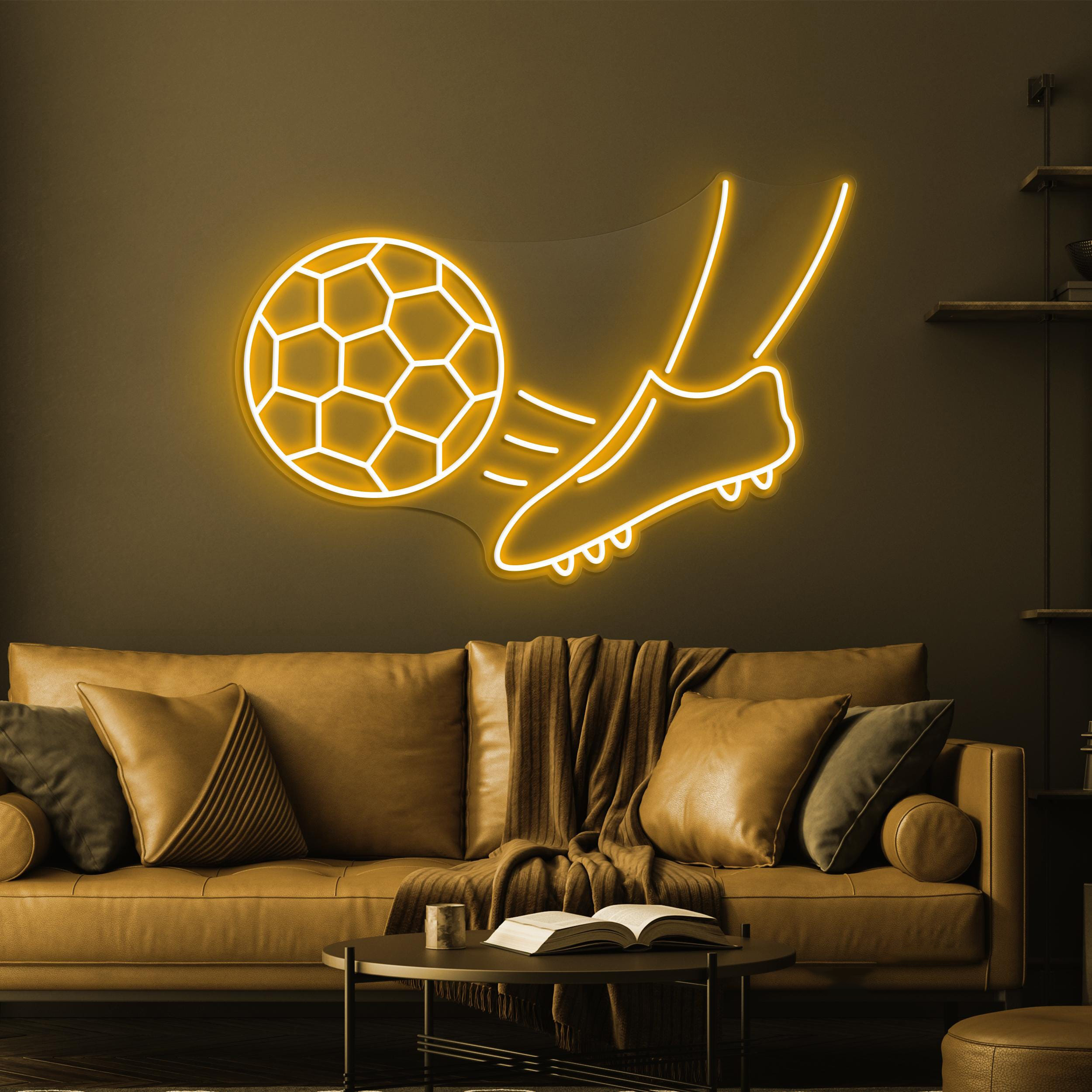 Foot Ball Kick Neon Sign, Ball Kick LED Light, Soccer Kick LED Neon Art, Sports Shop Wall Decor, Foot Ball Club Wall Art, Game Room Light