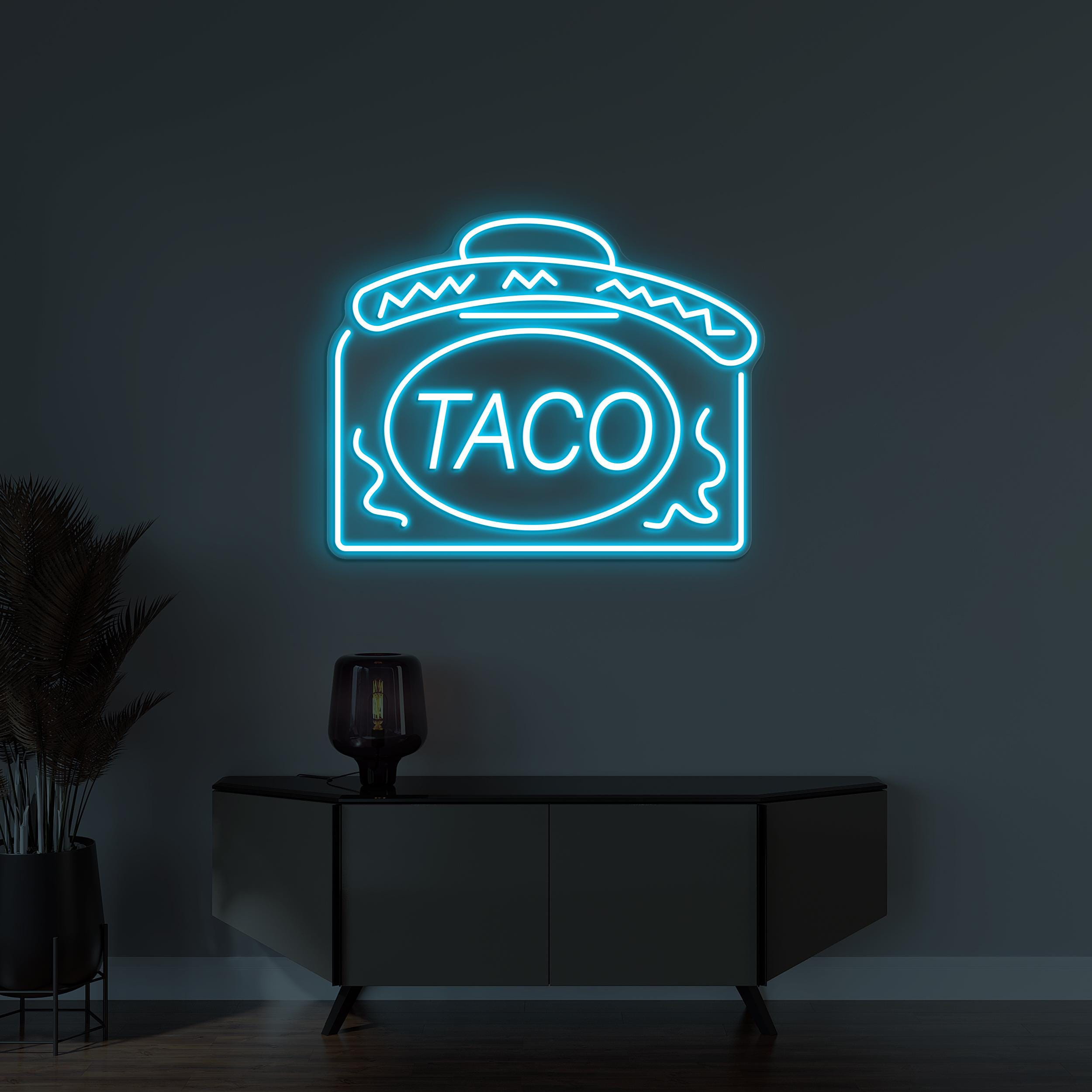 Taco Neon Sign, Taco LED Light, Taco Hat Wall Art, Mexican Wall Art, Home Wall Decor, Restaurant Mexican Light, Kitchen Wall Sign, Taco Art