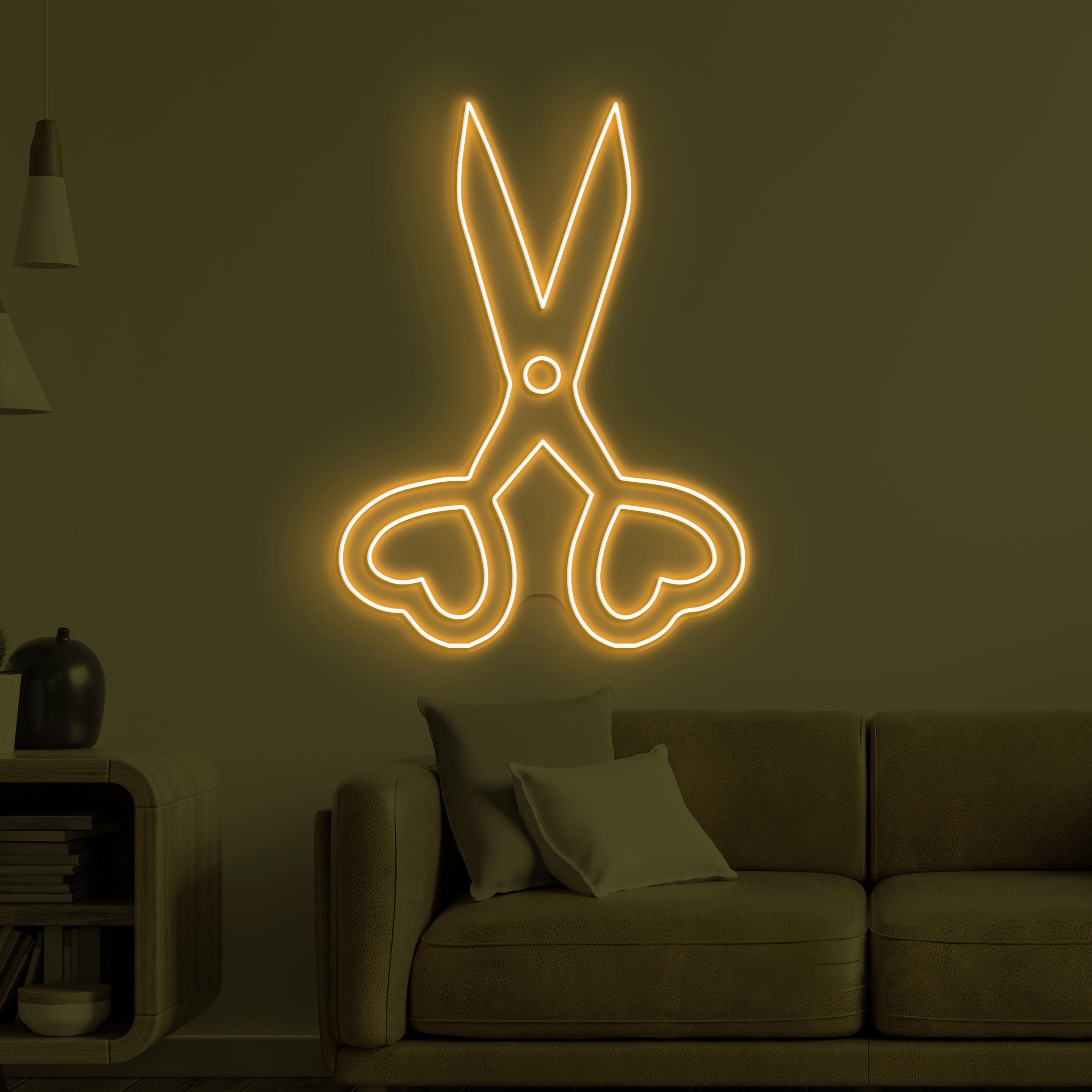 Scissor Neon Sign, Scissor LED Light, Barber Shop Wall Decor, Scissor Heart Neon Art, Barber Business Neon Light, Hairdressing Room Neon Art