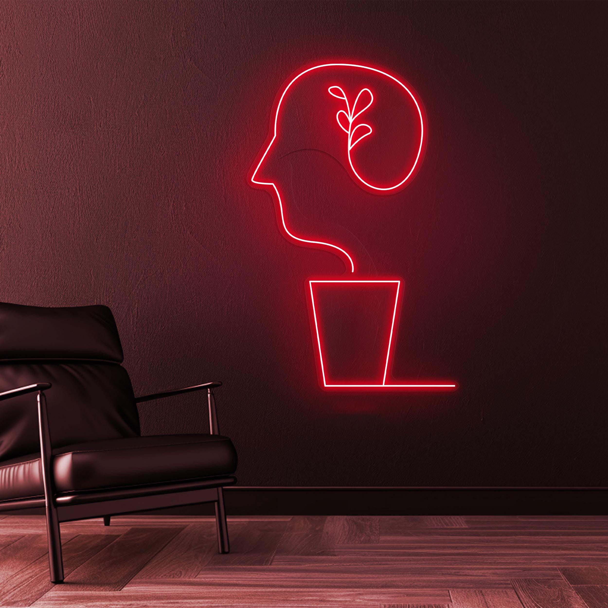 Head with Plant Neon Sign, Head with Plant LED Light, Growing Mind Neon Light, Office Wall Decor, Home Wall Art, Plant Neon Sign, Gift idea