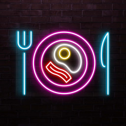 Breakfast Neon Sign, Breakfast LED Light, Fork Plate Knife Wall Decor, Food Shop Wall Art, Kitchen Neon Light, Egg & Bacon Neon Wall Art