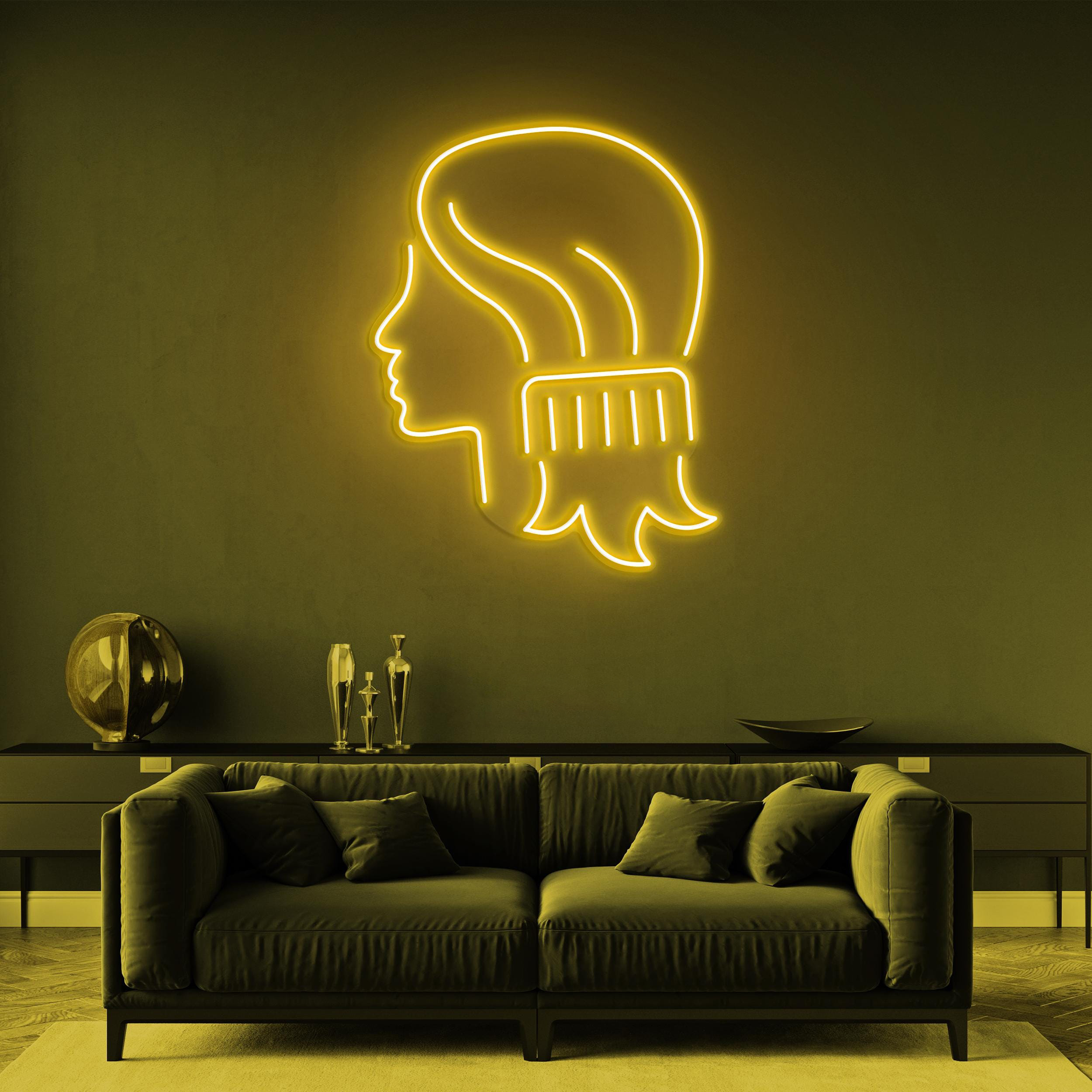 Comb Combing Woman Hair Neon Light, Salon Decor, LED Neon Art, Barber Shop Sign, Bedroom Decor, Neon Sign for Shops, Front Opening Display