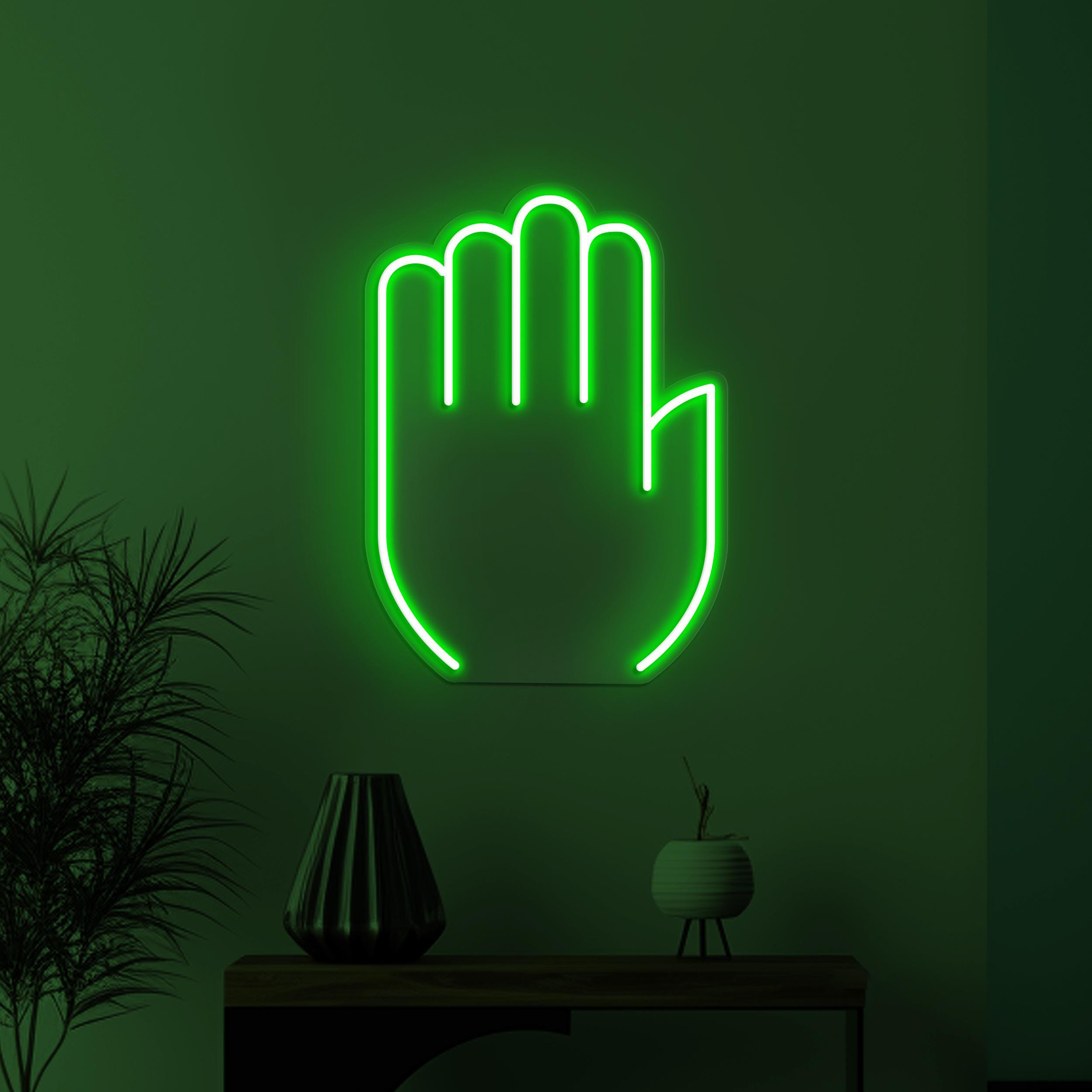 Hand Palm Neon Sign, Hand Palm LED Neon Art, Stop Hand LED Light, Halt Neon Sign, Home Wall Decor, Personalized Neon Sign, Office Neon Light